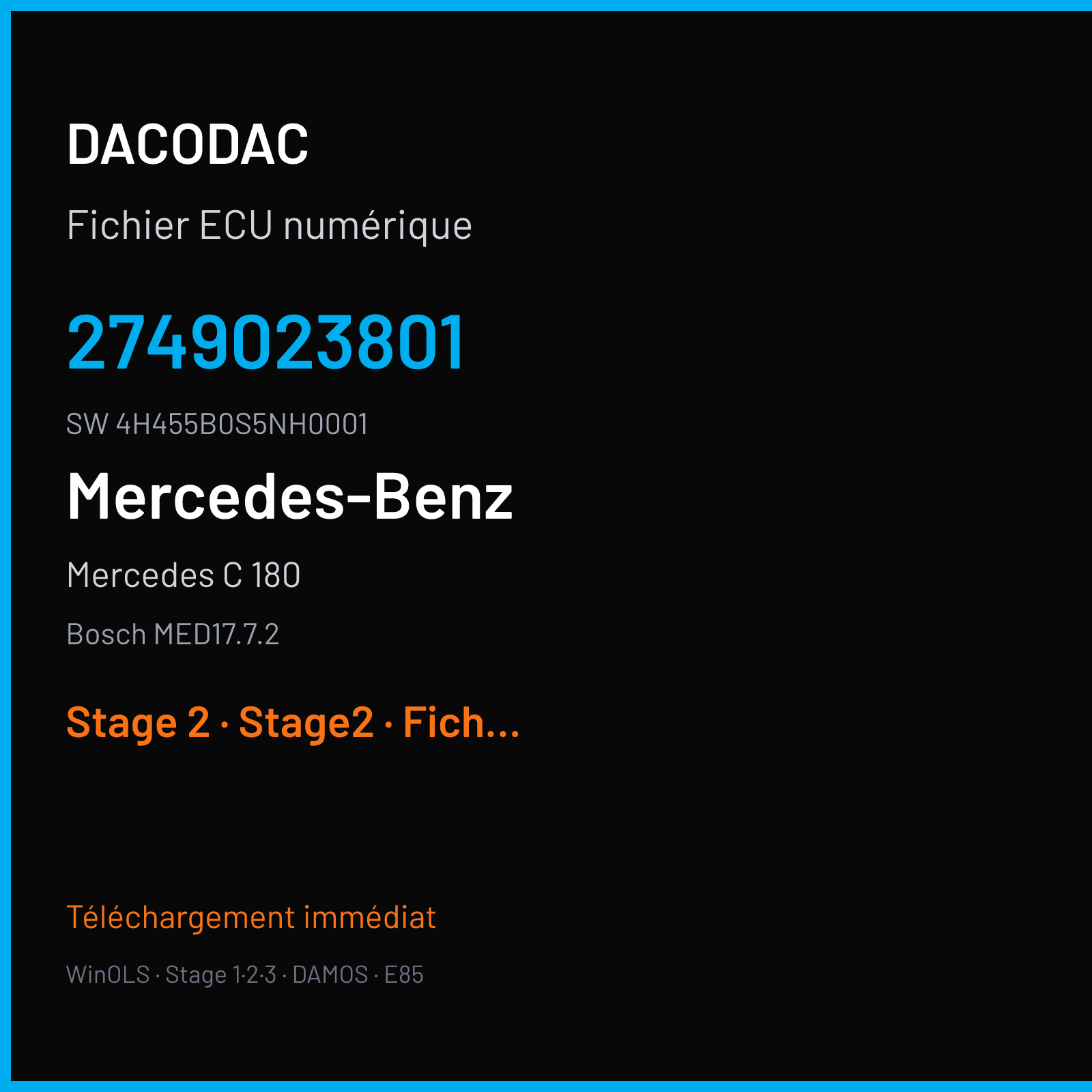 Mercedes C 180 (2018) — Bosch MED17.7.2 — 2749023801 · 4H455B0S5NH0001 — Stage 2