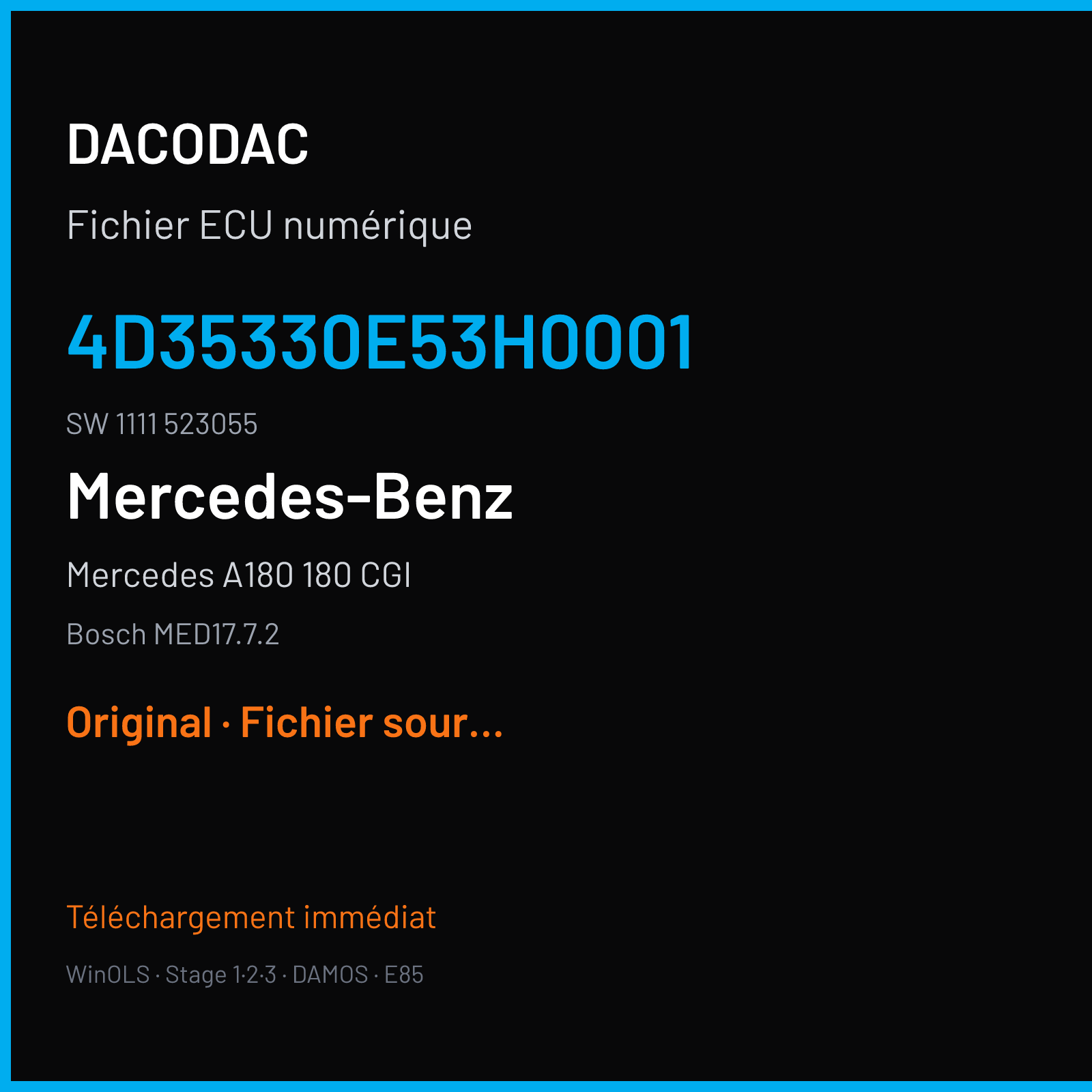 Mercedes A180 180 CGI (2013) — Bosch MED17.7.2 — 4D35330E53H0001 · 1111 523055 — Original