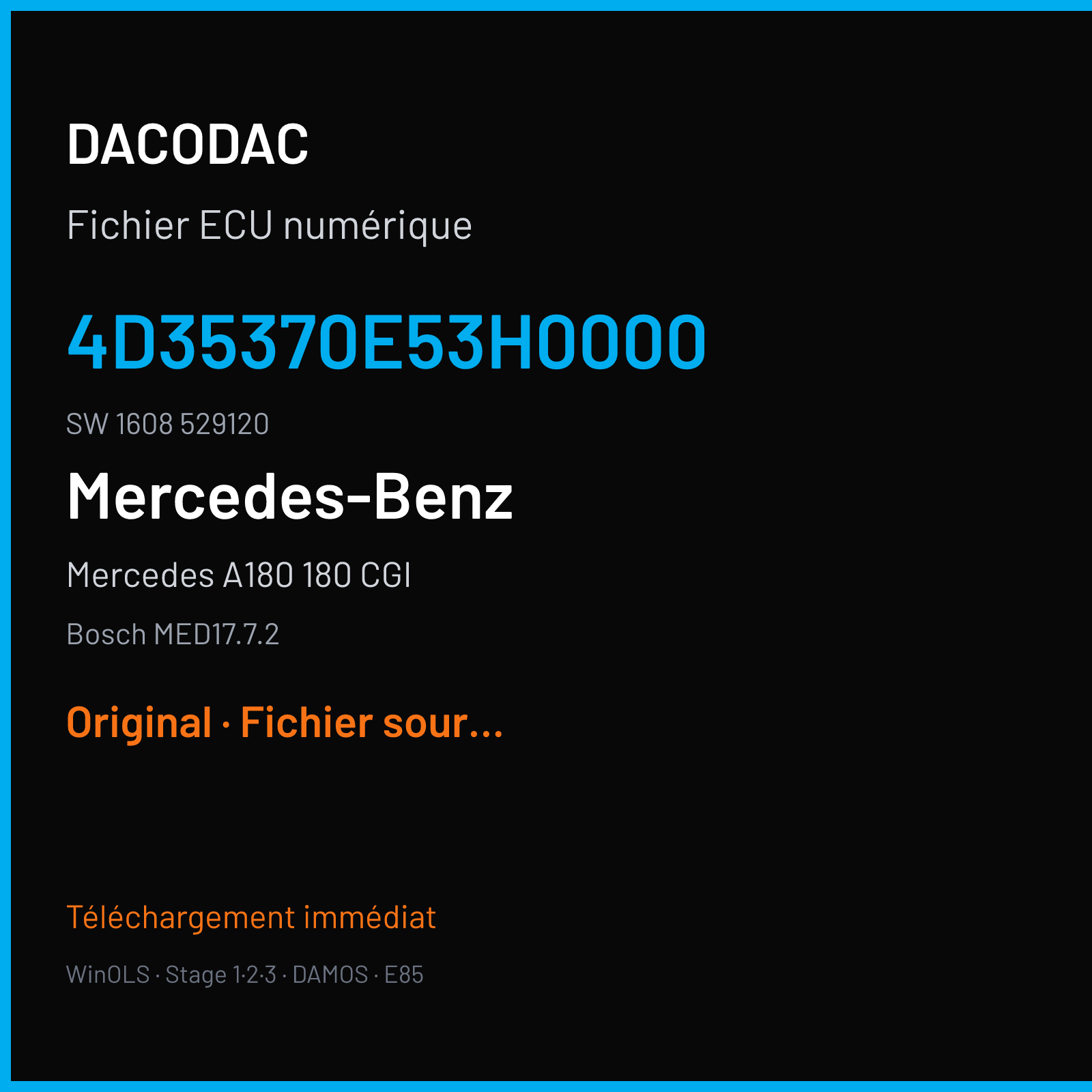 Mercedes A180 180 CGI (2013) — Bosch MED17.7.2 — 4D35370E53H0000 · 1608 529120 — Original