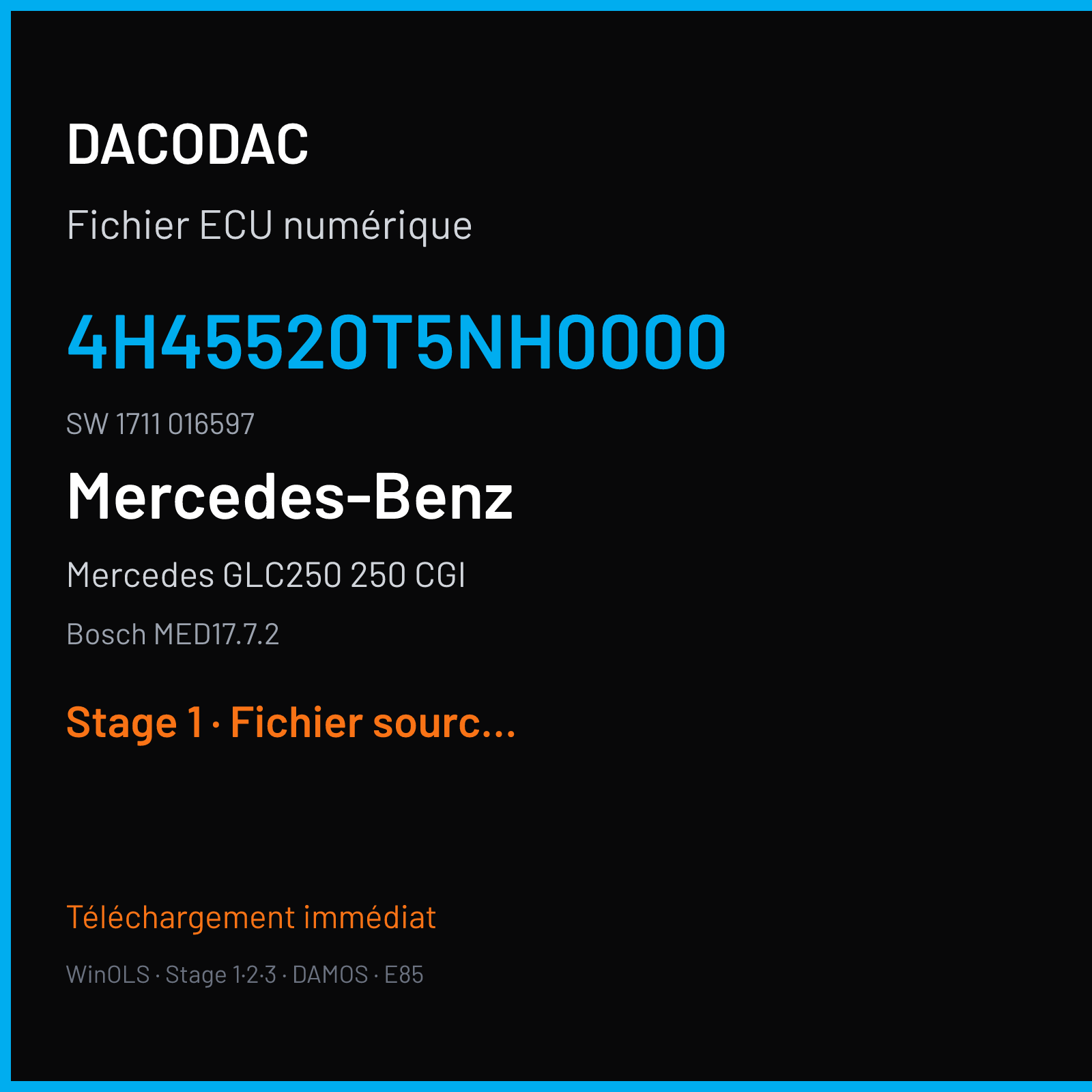 Mercedes GLC250 250 CGI (2018) — Bosch MED17.7.2 — 4H45520T5NH0000 · 1711 016597 — Stage 1