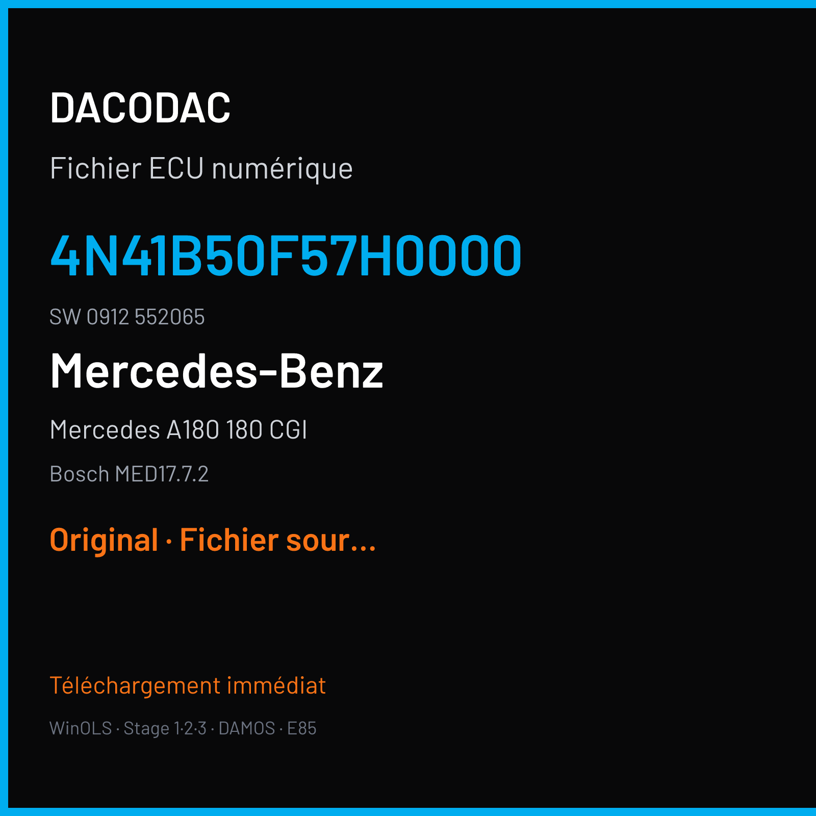 Mercedes A180 180 CGI (2013) — Bosch MED17.7.2 — 4N41B50F57H0000 · 0912 552065 — Original