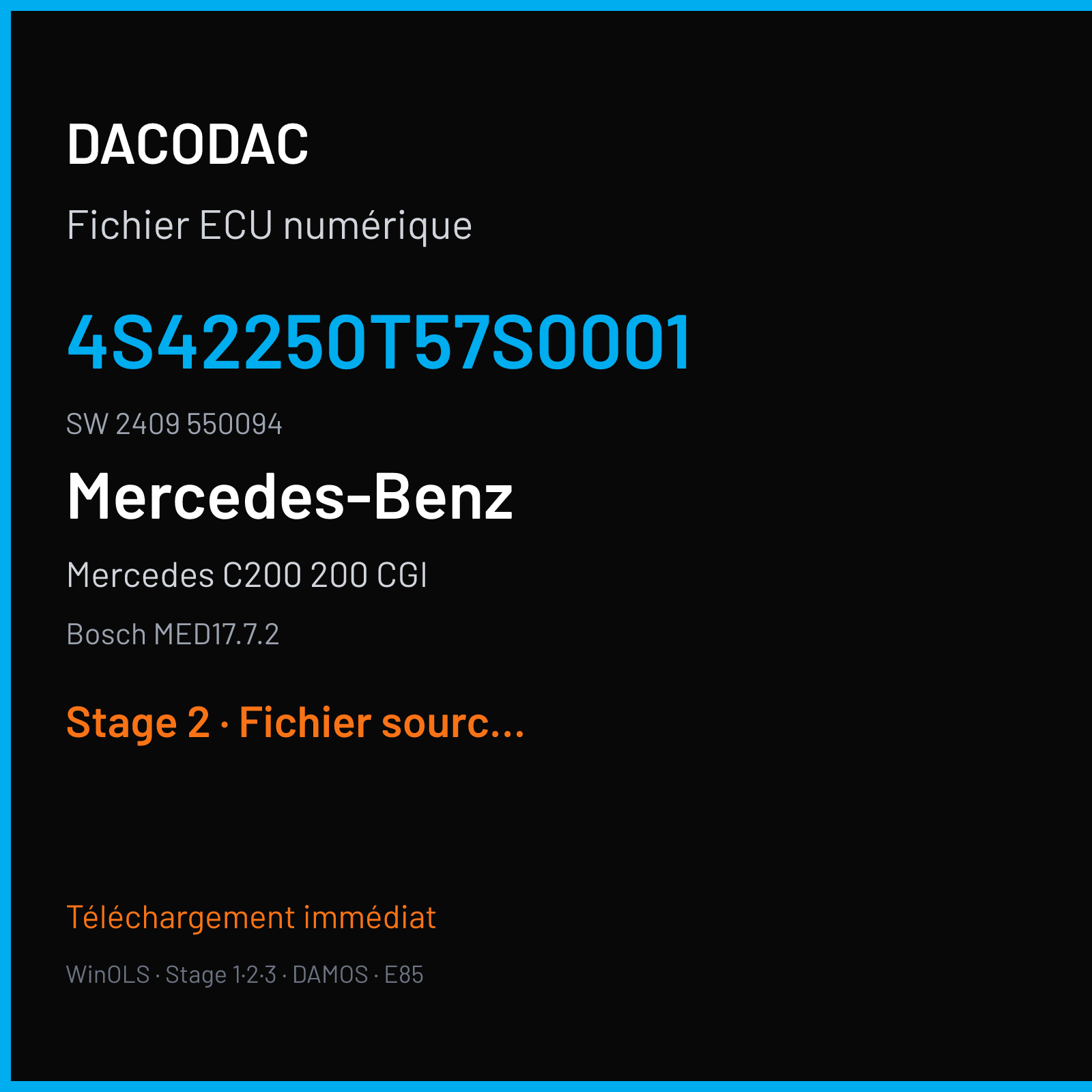 Mercedes C200 200 CGI (2013) — Bosch MED17.7.2 — 4S42250T57S0001 · 2409 550094 — Stage 2