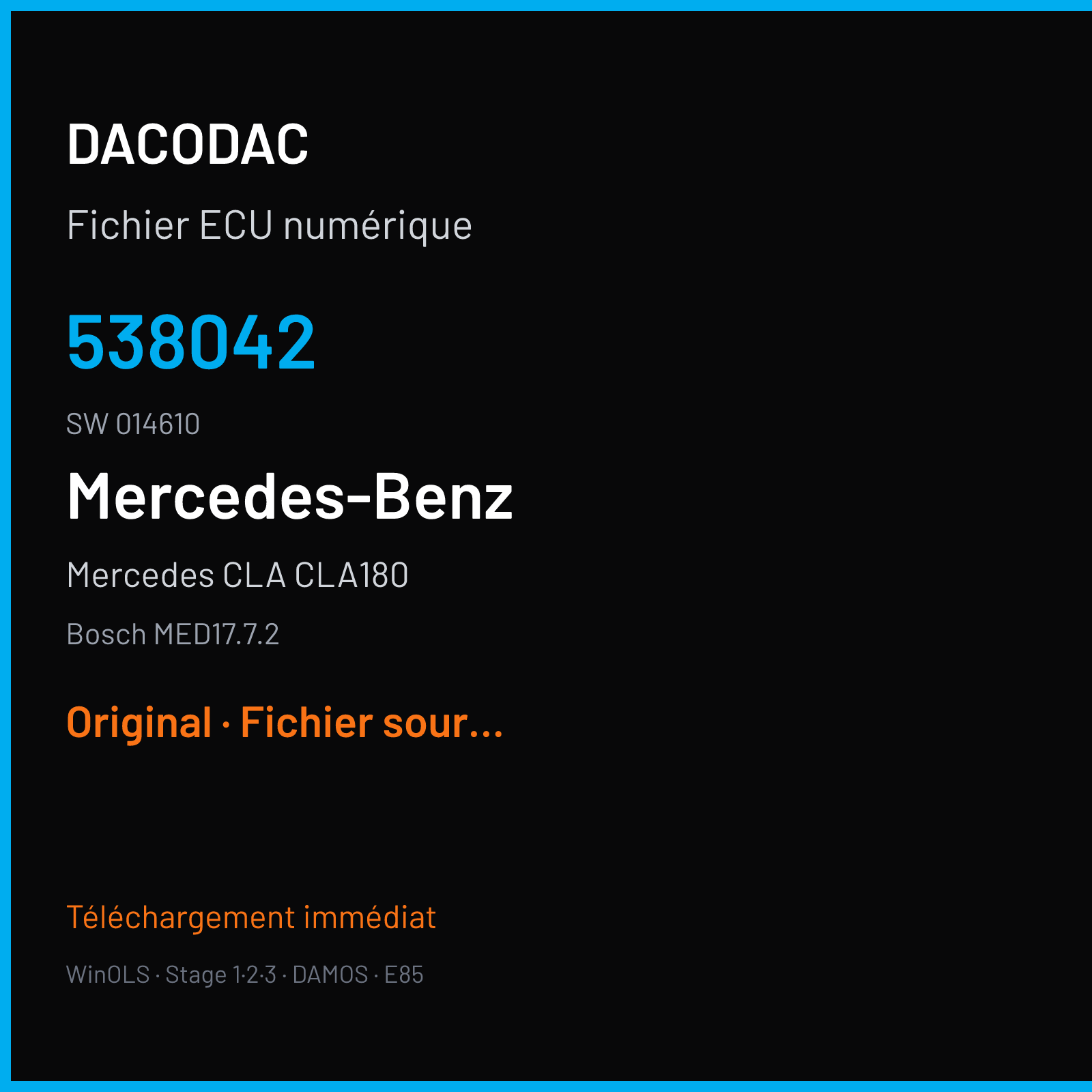 Mercedes CLA CLA180 (2013) — Bosch MED17.7.2 — 538042 · 014610 — Original