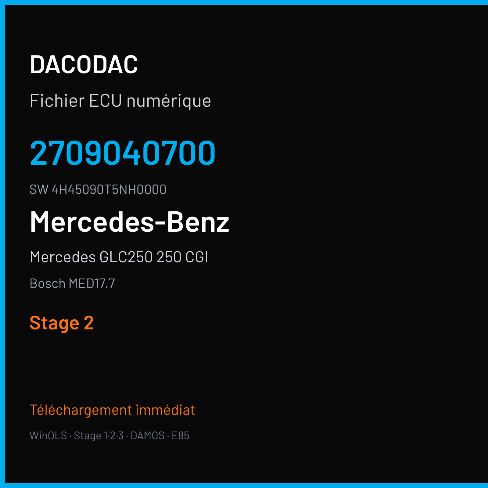 Mercedes GLC250 250 CGI 211 ch (2017) — Bosch MED17.7 — 2709040700 · 4H45090T5NH0000 · 1111 006856 — Stage 2