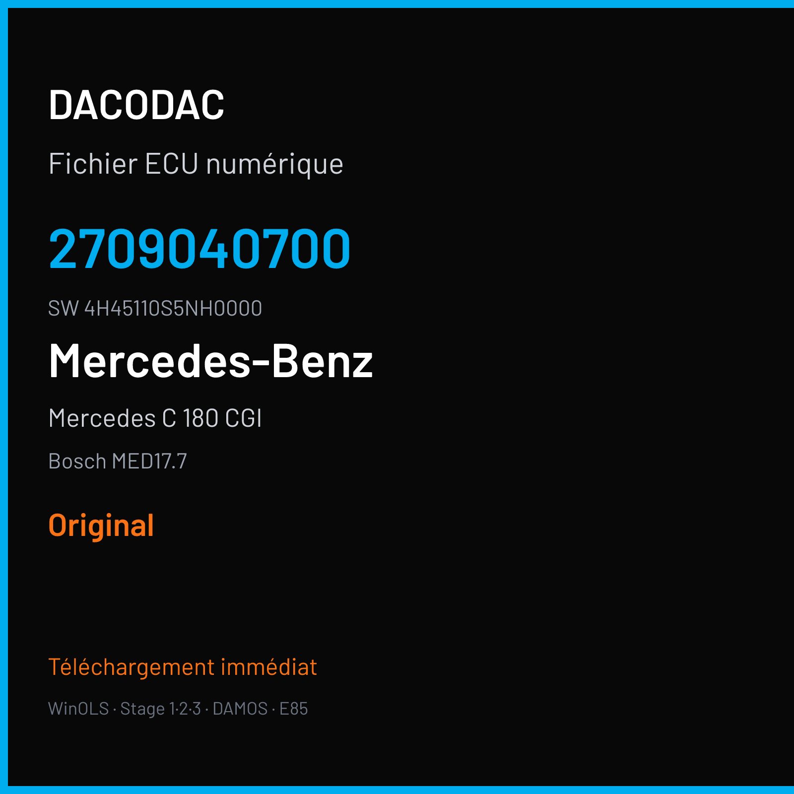 Mercedes C 180 CGI 156 ch (2016) — Bosch MED17.7 — 2709040700 · 4H45110S5NH0000 · 1808 013688 — Original