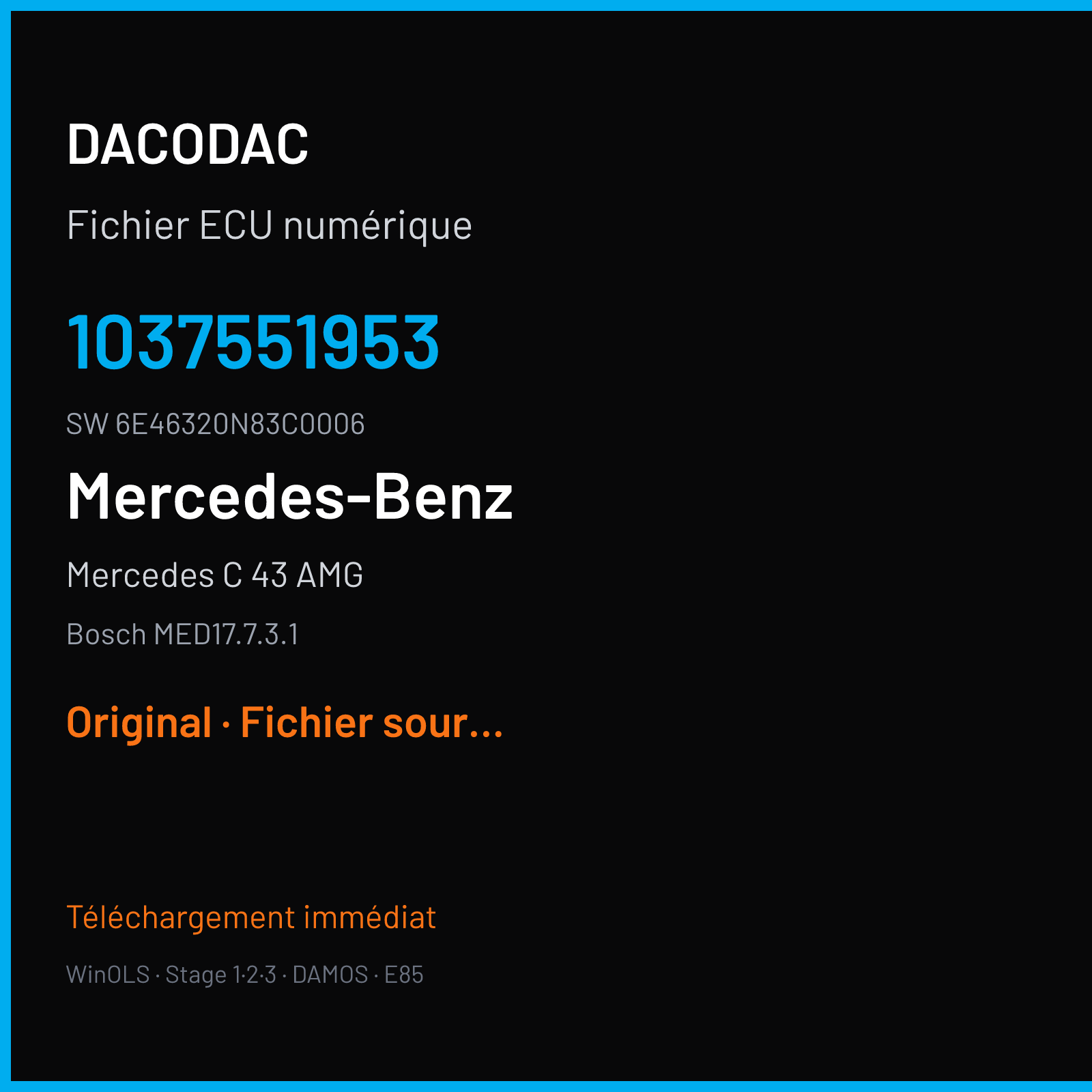 Mercedes C 43 AMG (2015) — Bosch MED17.7.3.1 — 1037551953 · 6E46320N83C0006 — Original