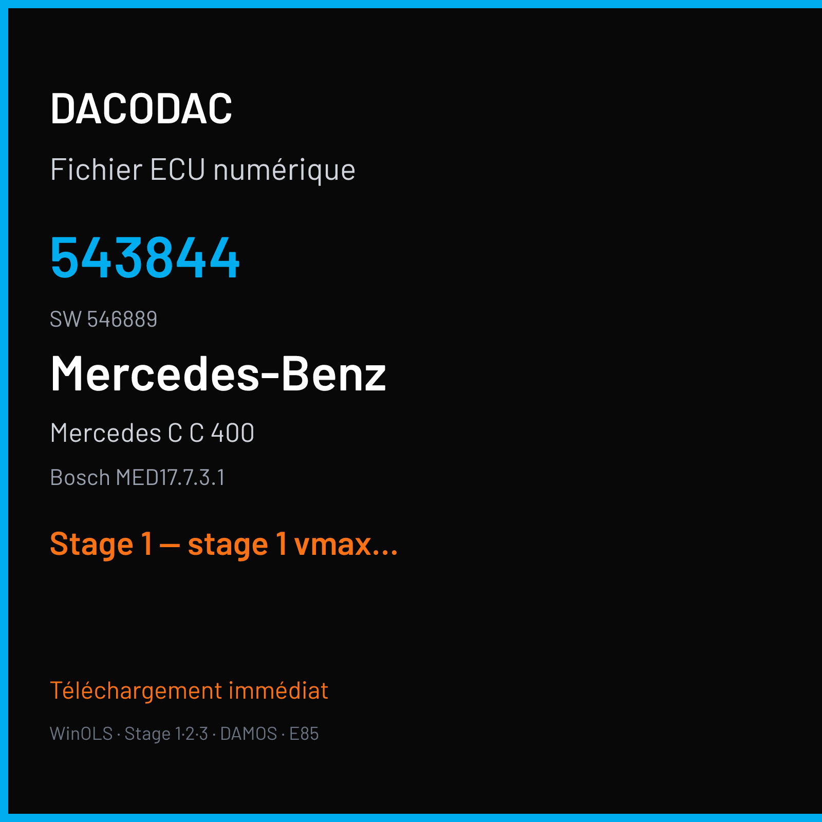 Mercedes C C 400 (2014) — Bosch MED17.7.3.1 — 543844 · 546889 — Stage 1 — stage 1 vmax off catalyst off