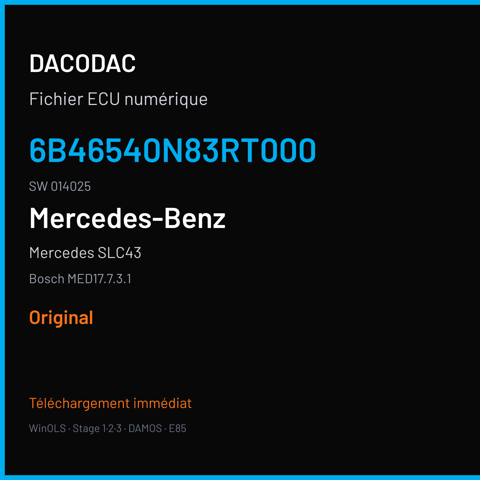 Mercedes SLC43 (2017) — Bosch MED17.7.3.1 — 6B46540N83RT000 · 014025 — Original