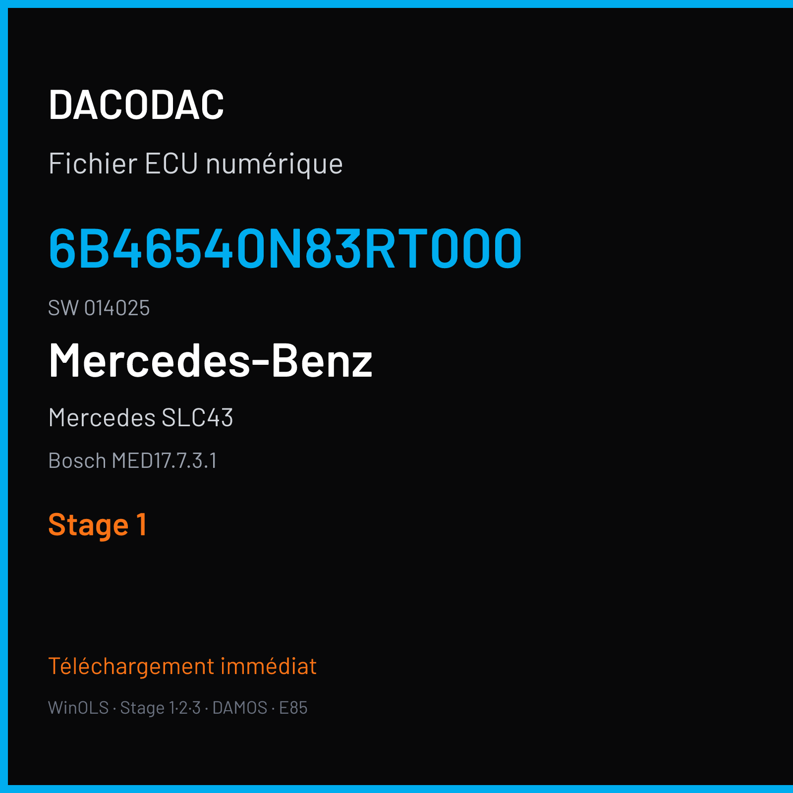 Mercedes SLC43 (2017) — Bosch MED17.7.3.1 — 6B46540N83RT000 · 014025 — Stage 1