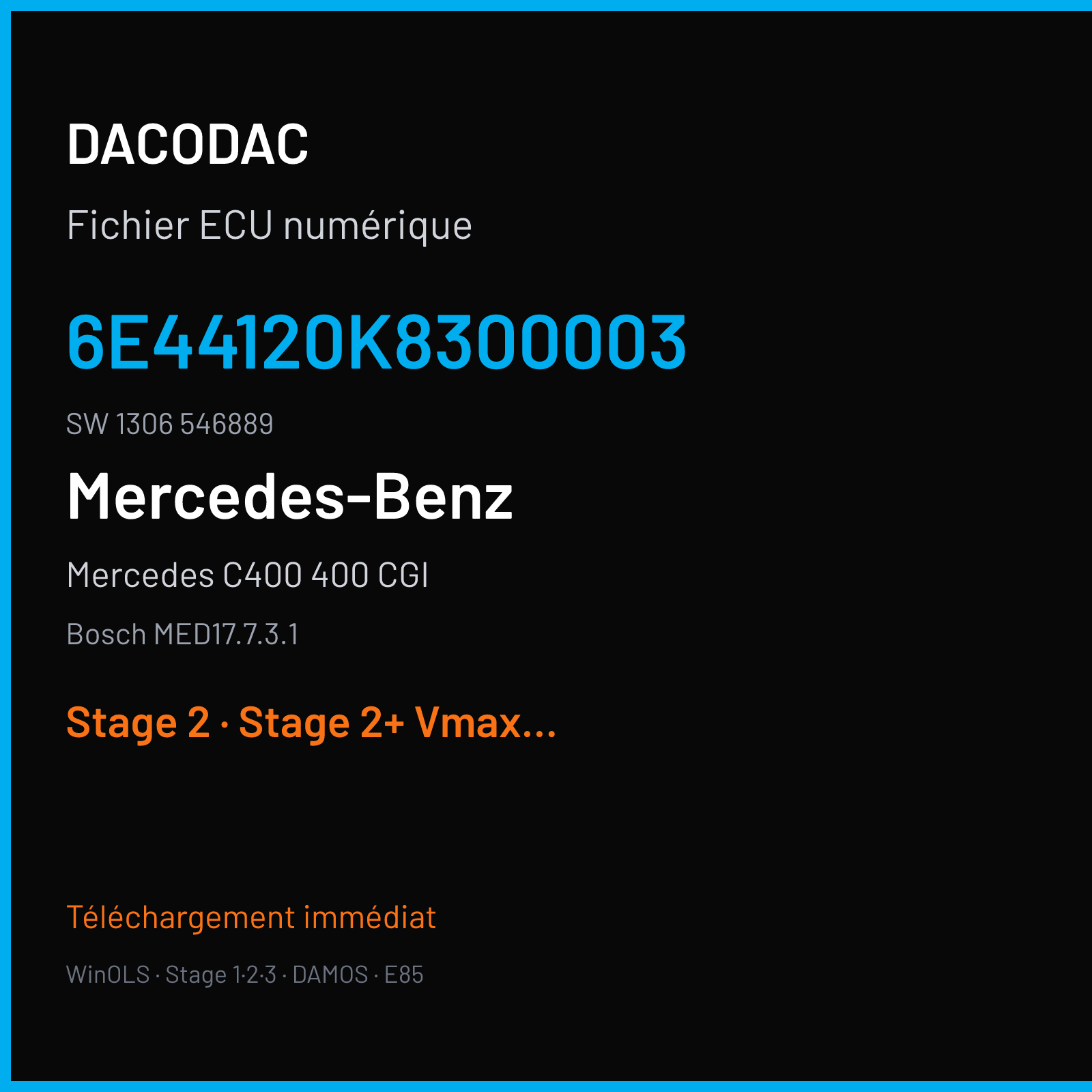 Mercedes C400 400 CGI (2015) — Bosch MED17.7.3.1 — 6E44120K8300003 · 1306 546889 — Stage 2