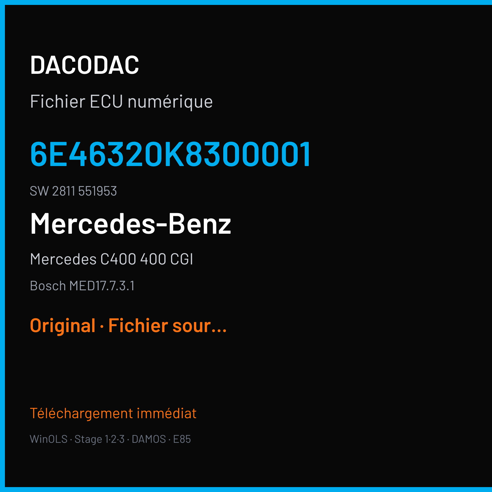Mercedes C400 400 CGI (2015) — Bosch MED17.7.3.1 — 6E46320K8300001 · 2811 551953 — Original