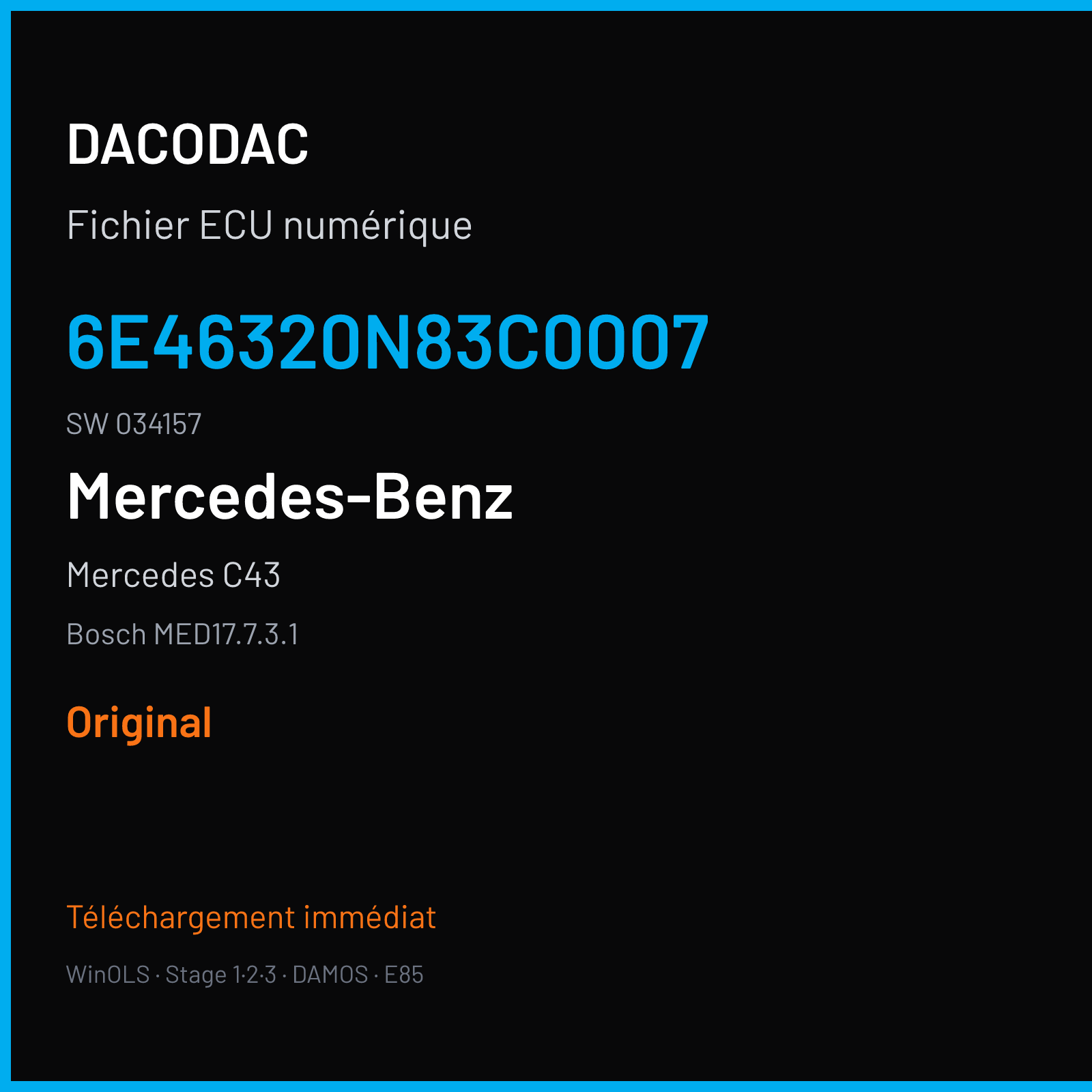 Mercedes C43 (2017) — Bosch MED17.7.3.1 — 6E46320N83C0007 · 034157 — Original