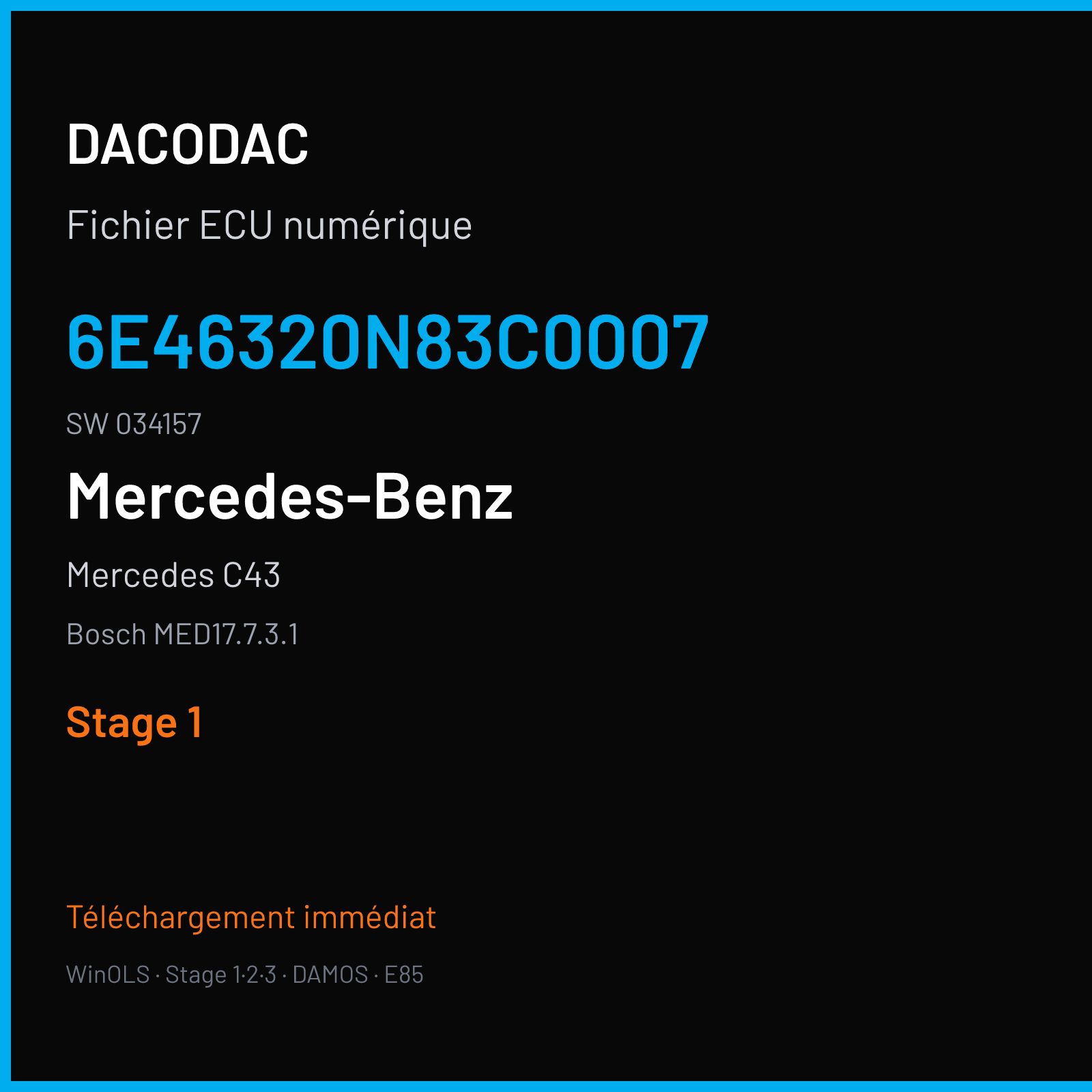 Mercedes C43 (2017) — Bosch MED17.7.3.1 — 6E46320N83C0007 · 034157 — Stage 1