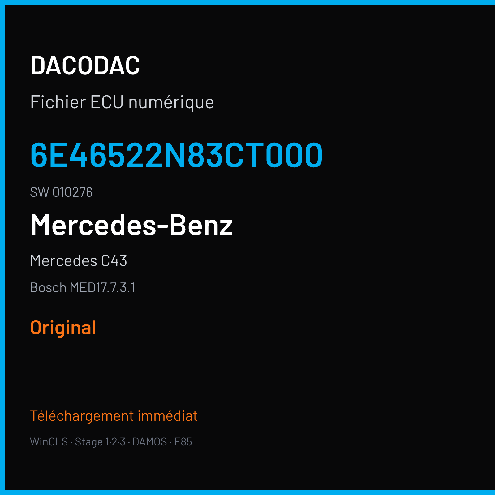 Mercedes C43 (2016) — Bosch MED17.7.3.1 — 6E46522N83CT000 · 010276 — Original