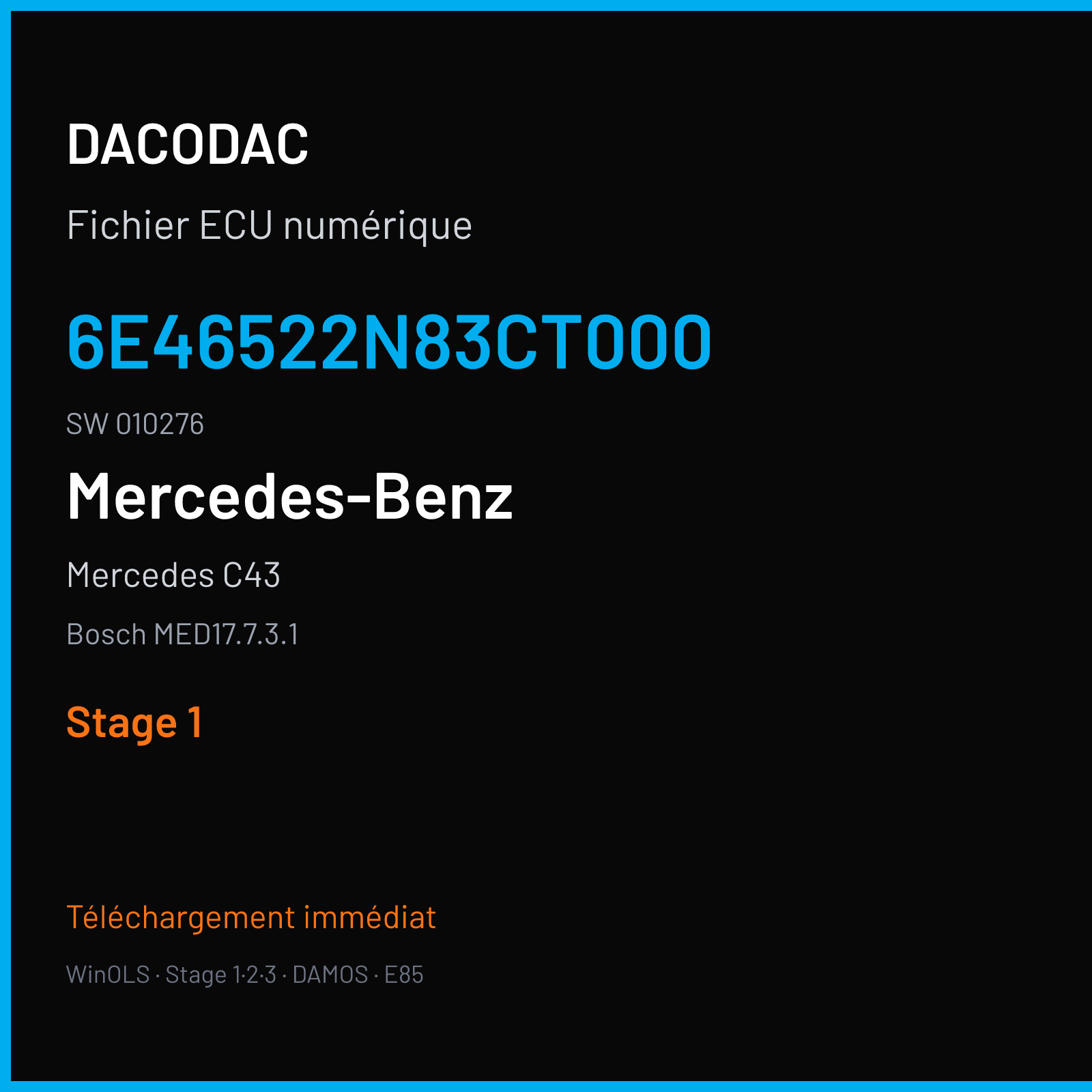 Mercedes C43 (2016) — Bosch MED17.7.3.1 — 6E46522N83CT000 · 010276 — Stage 1