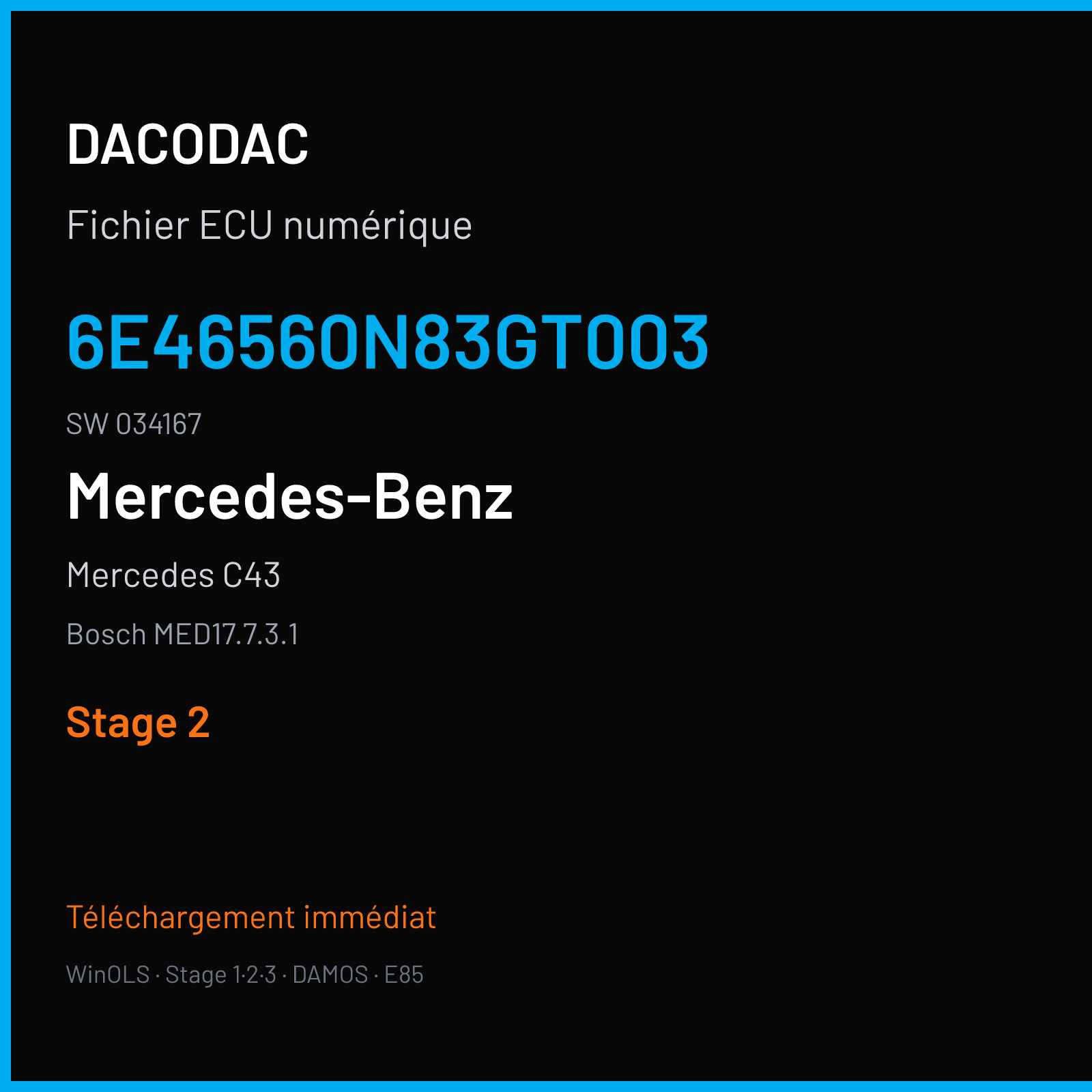 Mercedes C43 (2017) — Bosch MED17.7.3.1 — 6E46560N83GT003 · 034167 — Stage 2