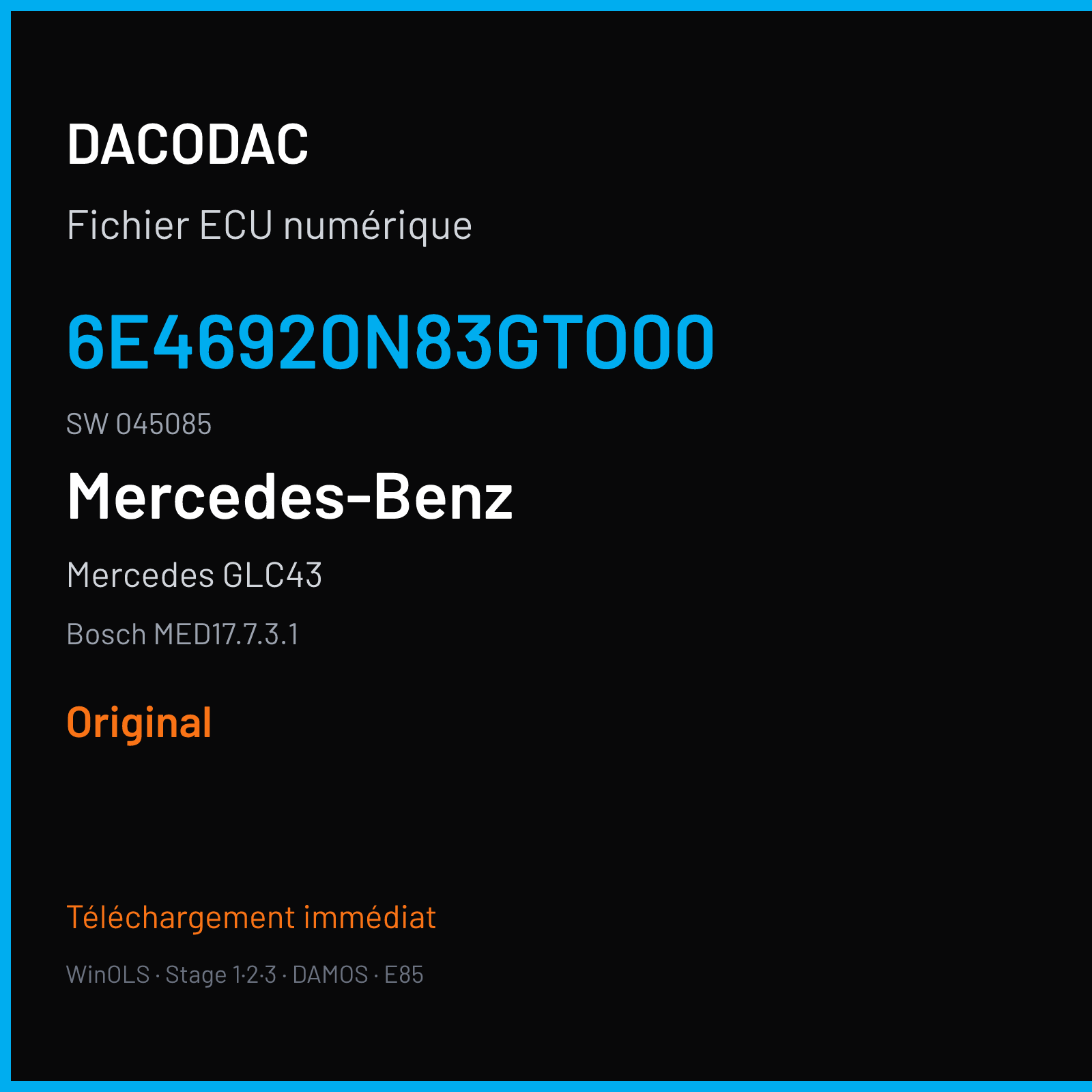 Mercedes GLC43 (2017) — Bosch MED17.7.3.1 — 6E46920N83GTO00 · 045085 — Original