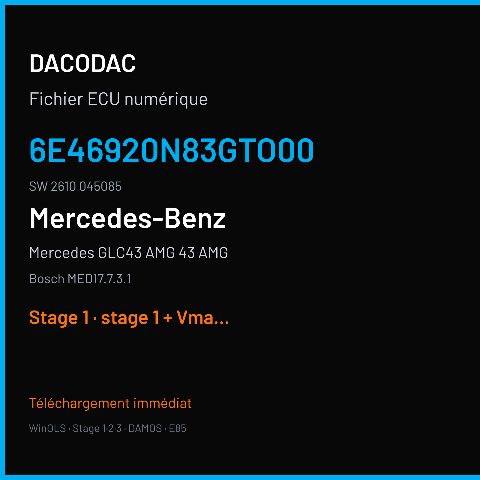 Mercedes GLC43 AMG 43 AMG (2017) — Bosch MED17.7.3.1 — 6E46920N83GTO00 · 2610 045085 — Stage 1