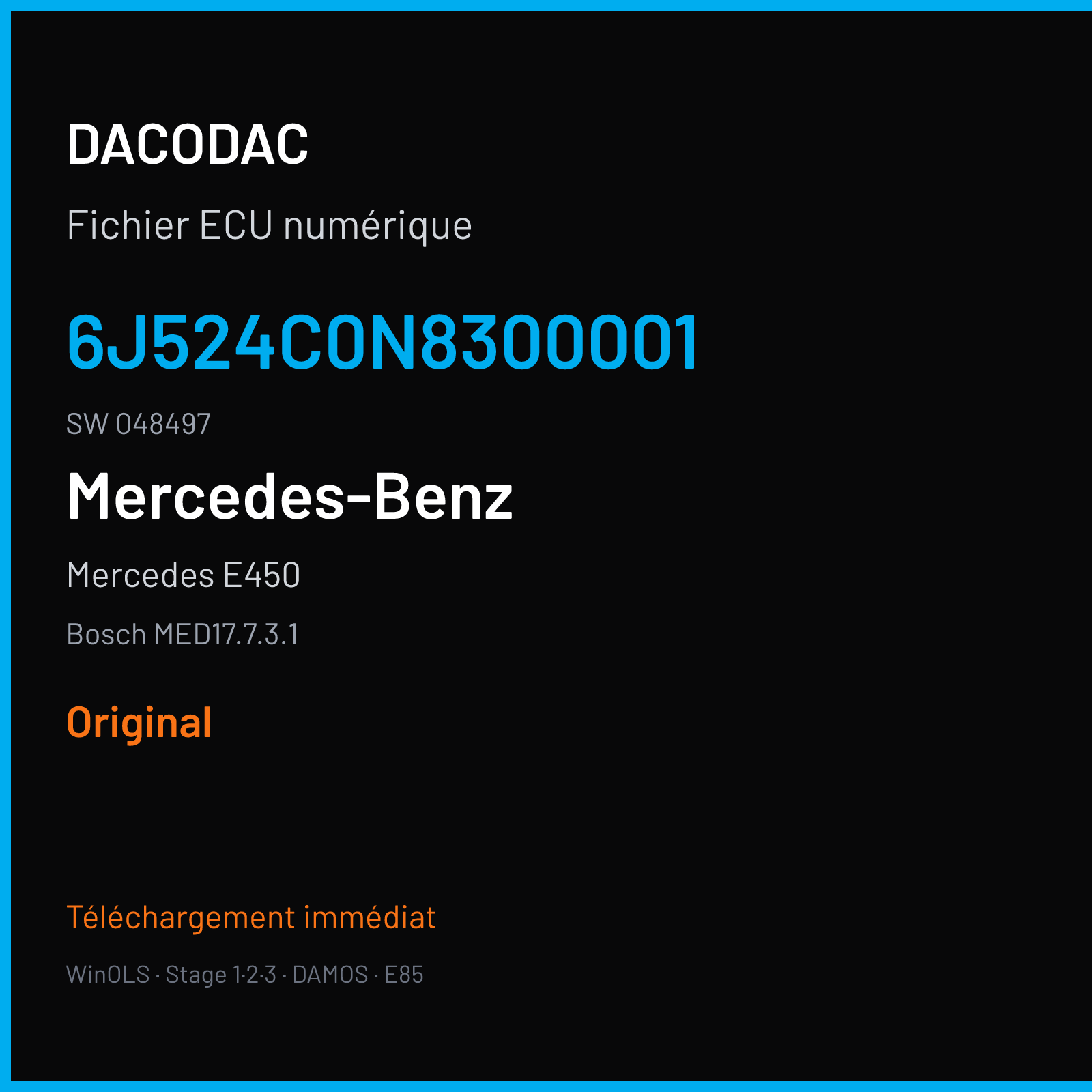 Mercedes E450 (2019) — Bosch MED17.7.3.1 — 6J524C0N8300001 · 048497 — Original