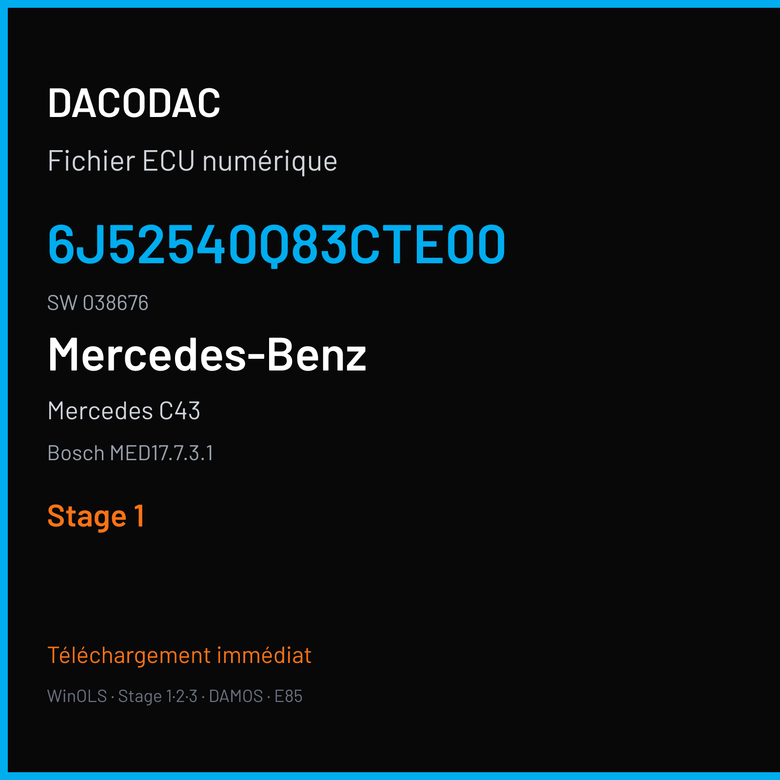 Mercedes C43 (2019) — Bosch MED17.7.3.1 — 6J52540Q83CTE00 · 038676 — Stage 1