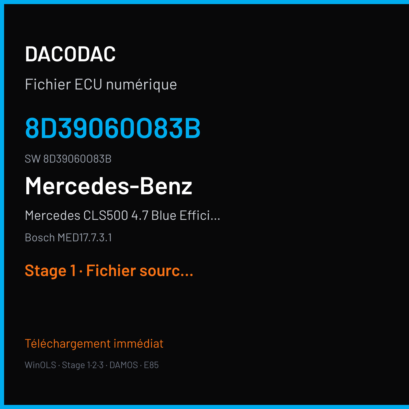 Mercedes CLS500 4.7 Blue Efficiency 407 ch (2011) — Bosch MED17.7.3.1 — 8D39060O83B · 8D39060O83B · 518295 — Stage 1
