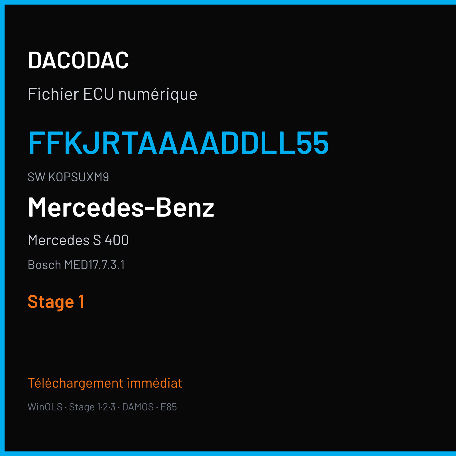 Mercedes S 400 333 ch (2016) — Bosch MED17.7.3.1 — FFKJRTAAAADDLL55 · KOPSUXM9 · 018886 — Stage 1