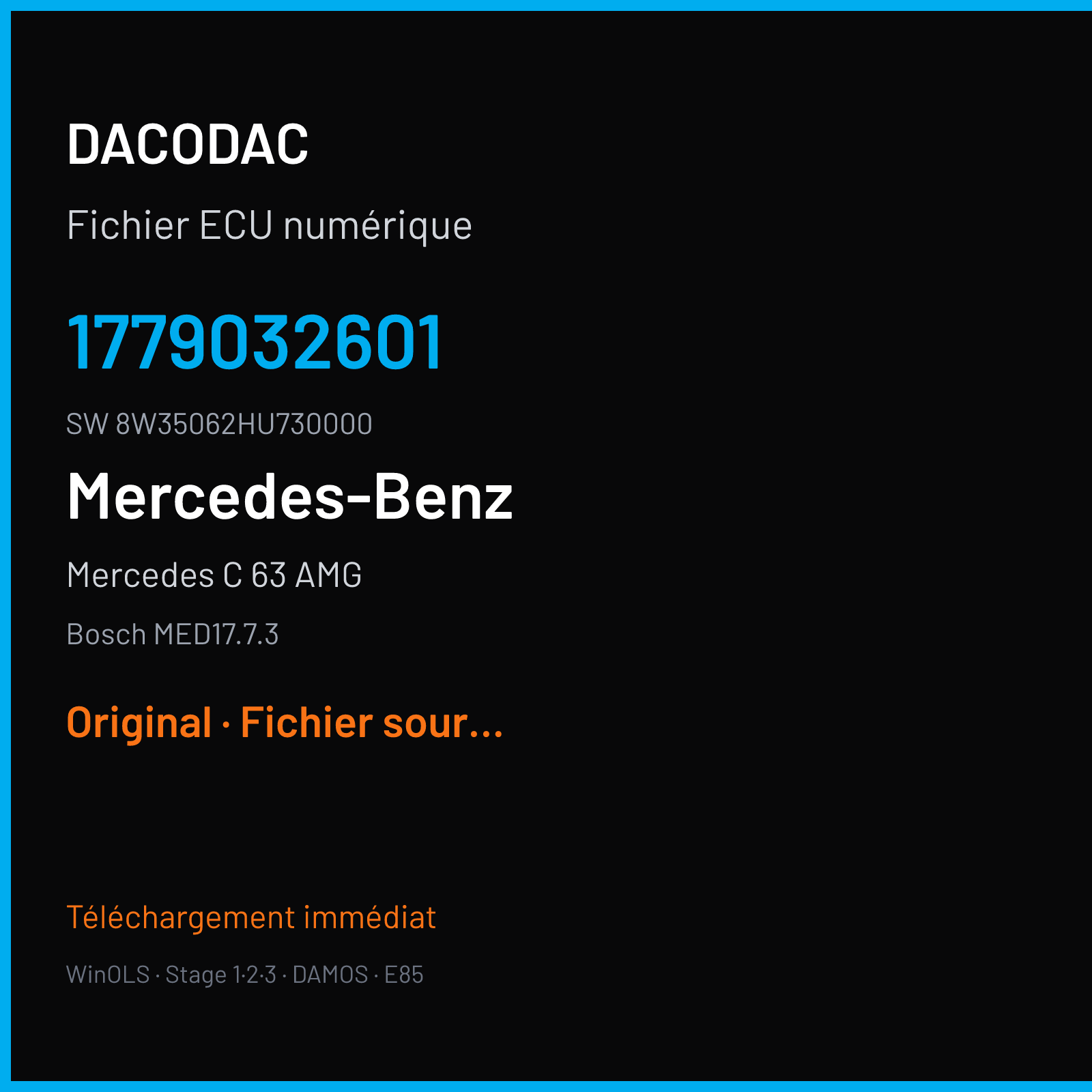 Mercedes C 63 AMG (2017) — Bosch MED17.7.3 — 1779032601 · 8W35062HU730000 — Original
