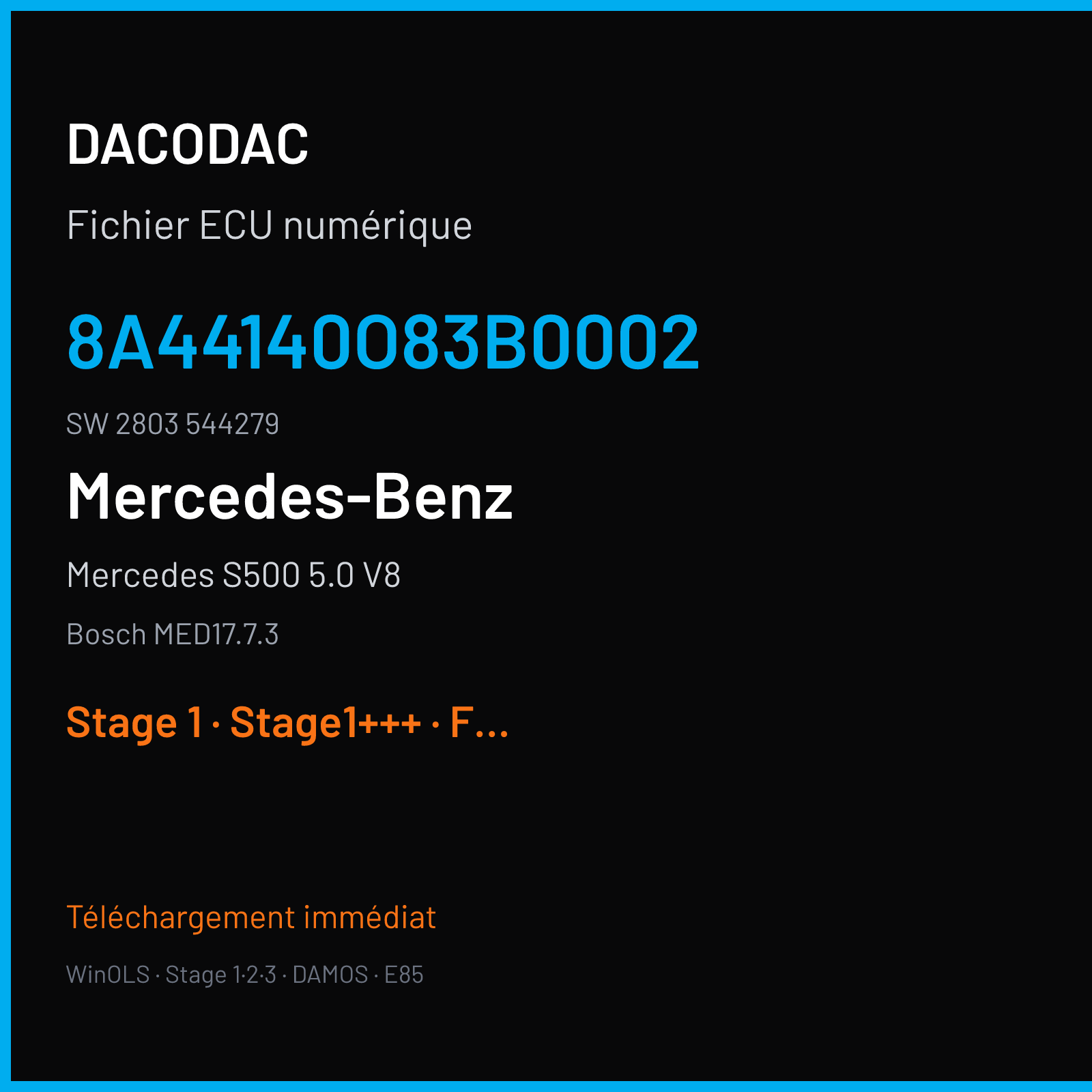 Mercedes S500 5.0 V8 (2014) — Bosch MED17.7.3 — 8A44140O83B0002 · 2803 544279 — Stage 1