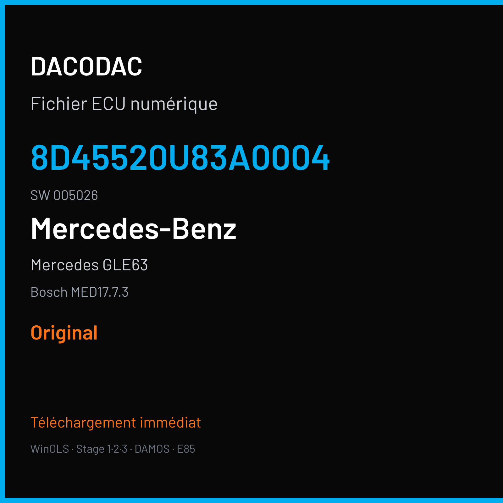 Mercedes GLE63 (2016) — Bosch MED17.7.3 — 8D45520U83A0004 · 005026 — Original