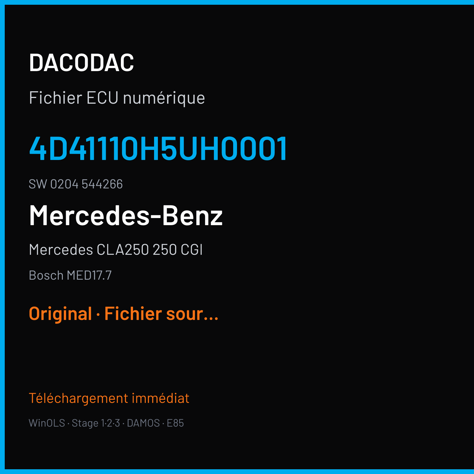 Mercedes CLA250 250 CGI (2017) — Bosch MED17.7 — 4D41110H5UH0001 · 0204 544266 — Original