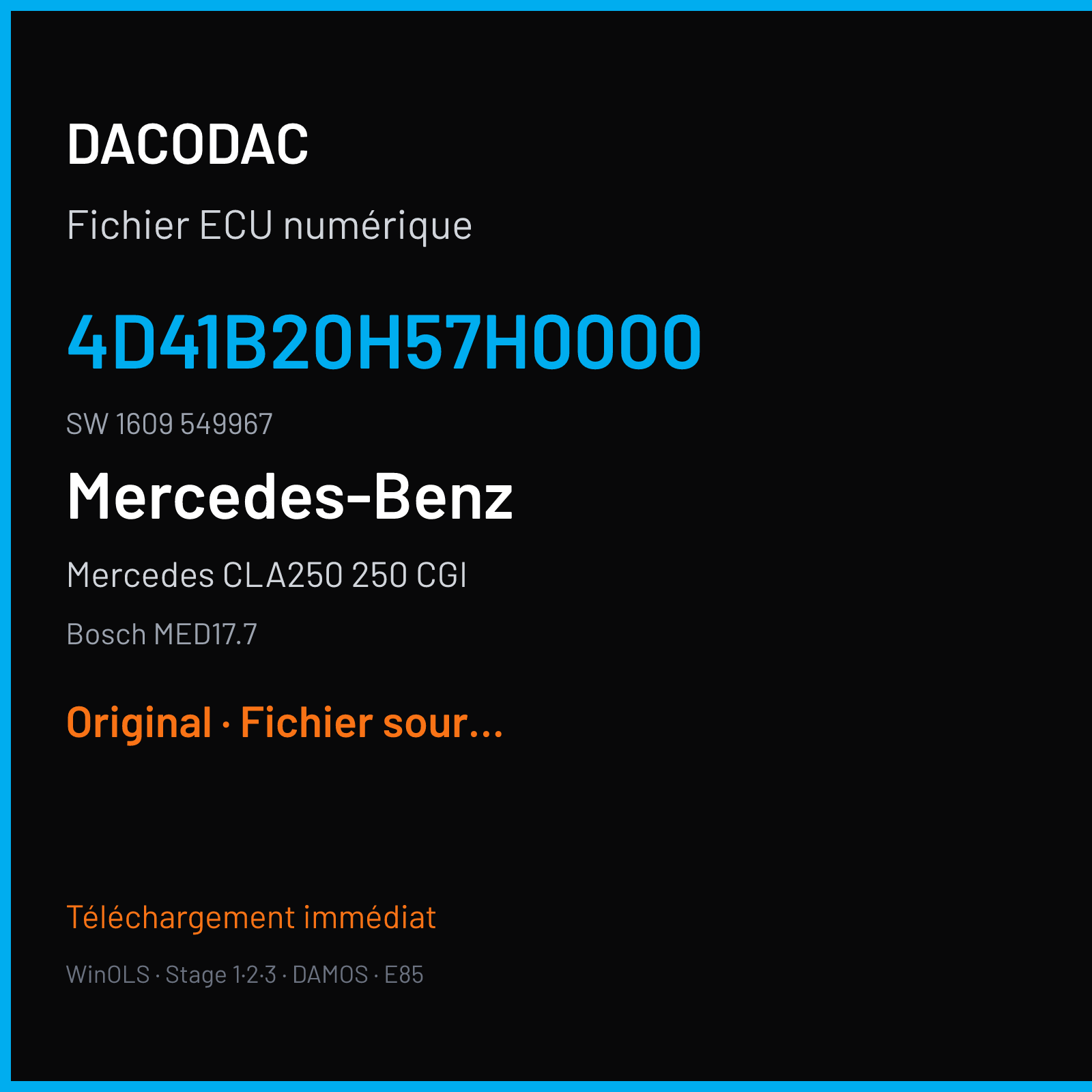 Mercedes CLA250 250 CGI (2017) — Bosch MED17.7 — 4D41B20H57H0000 · 1609 549967 — Original