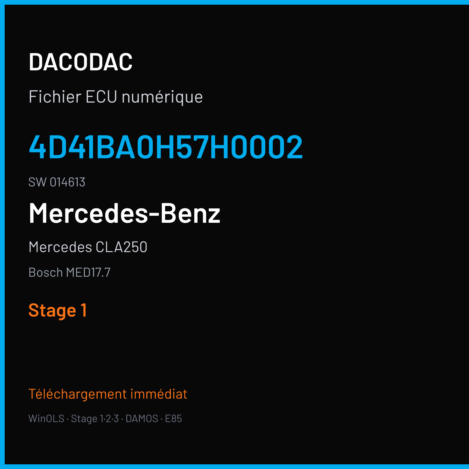 Mercedes CLA250 (2017) — Bosch MED17.7 — 4D41BA0H57H0002 · 014613 — Stage 1