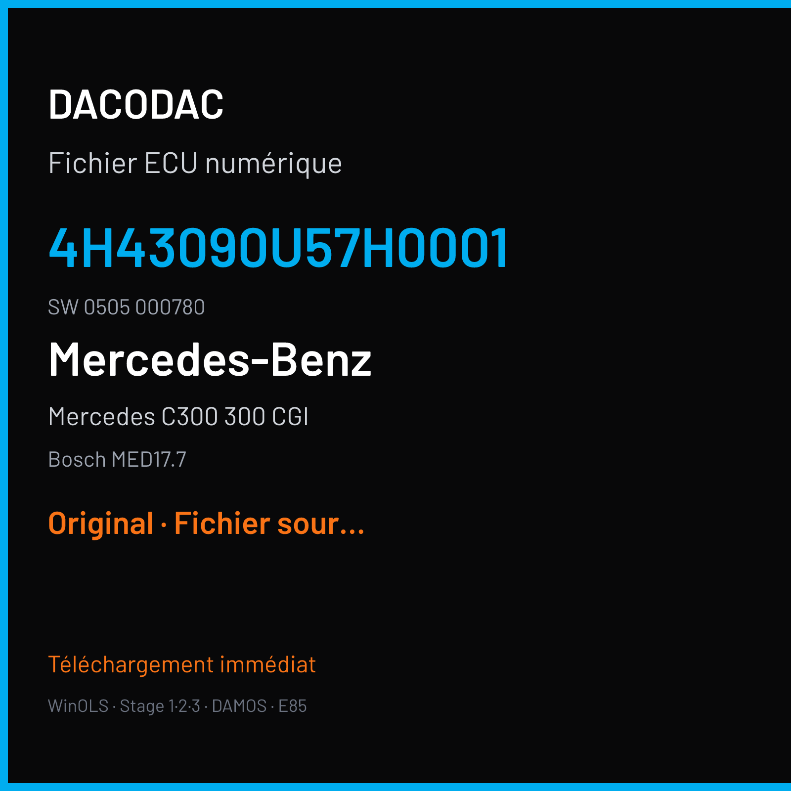 Mercedes C300 300 CGI (2016) — Bosch MED17.7 — 4H43090U57H0001 · 0505 000780 — Original