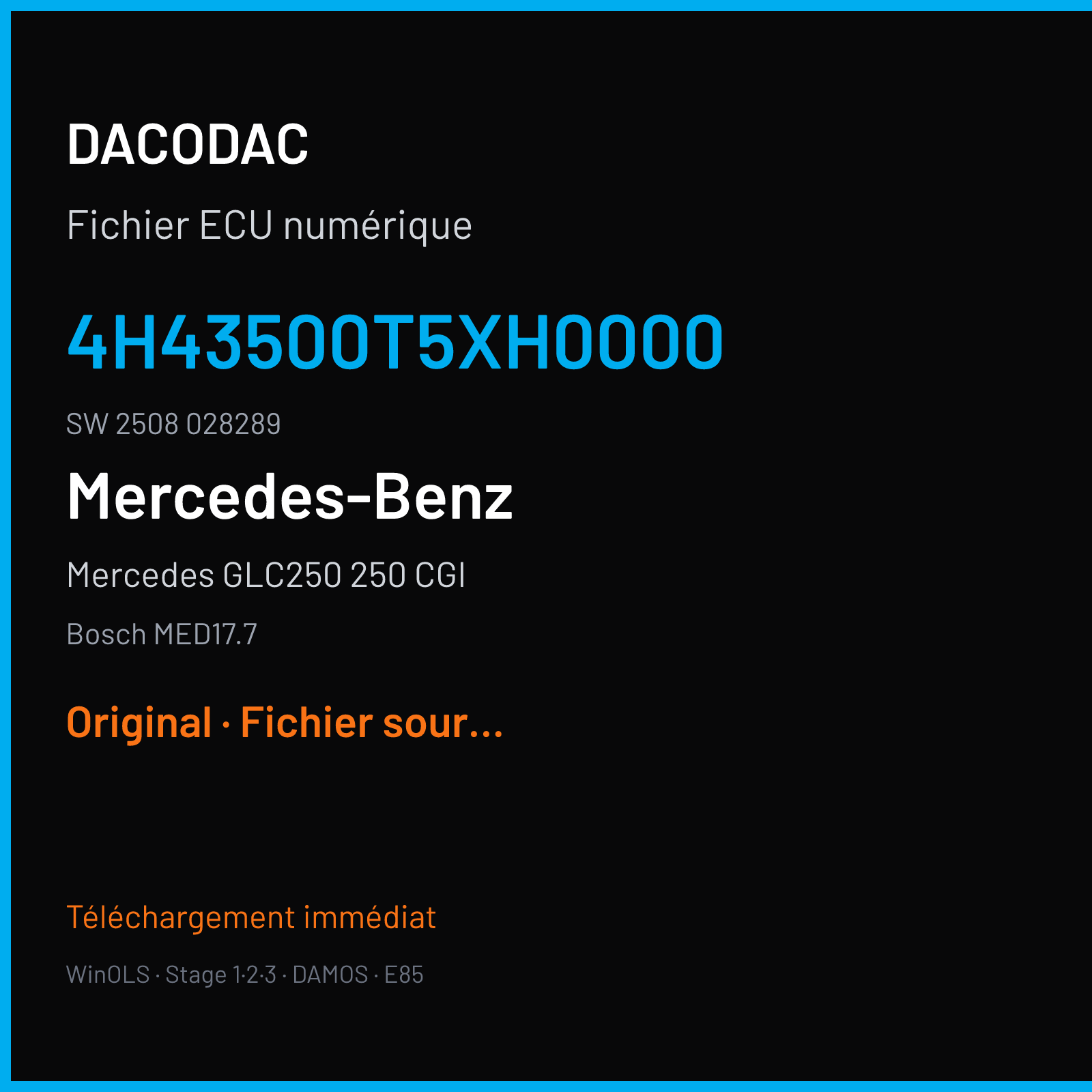 Mercedes GLC250 250 CGI (2018) — Bosch MED17.7 — 4H43500T5XH0000 · 2508 028289 — Original
