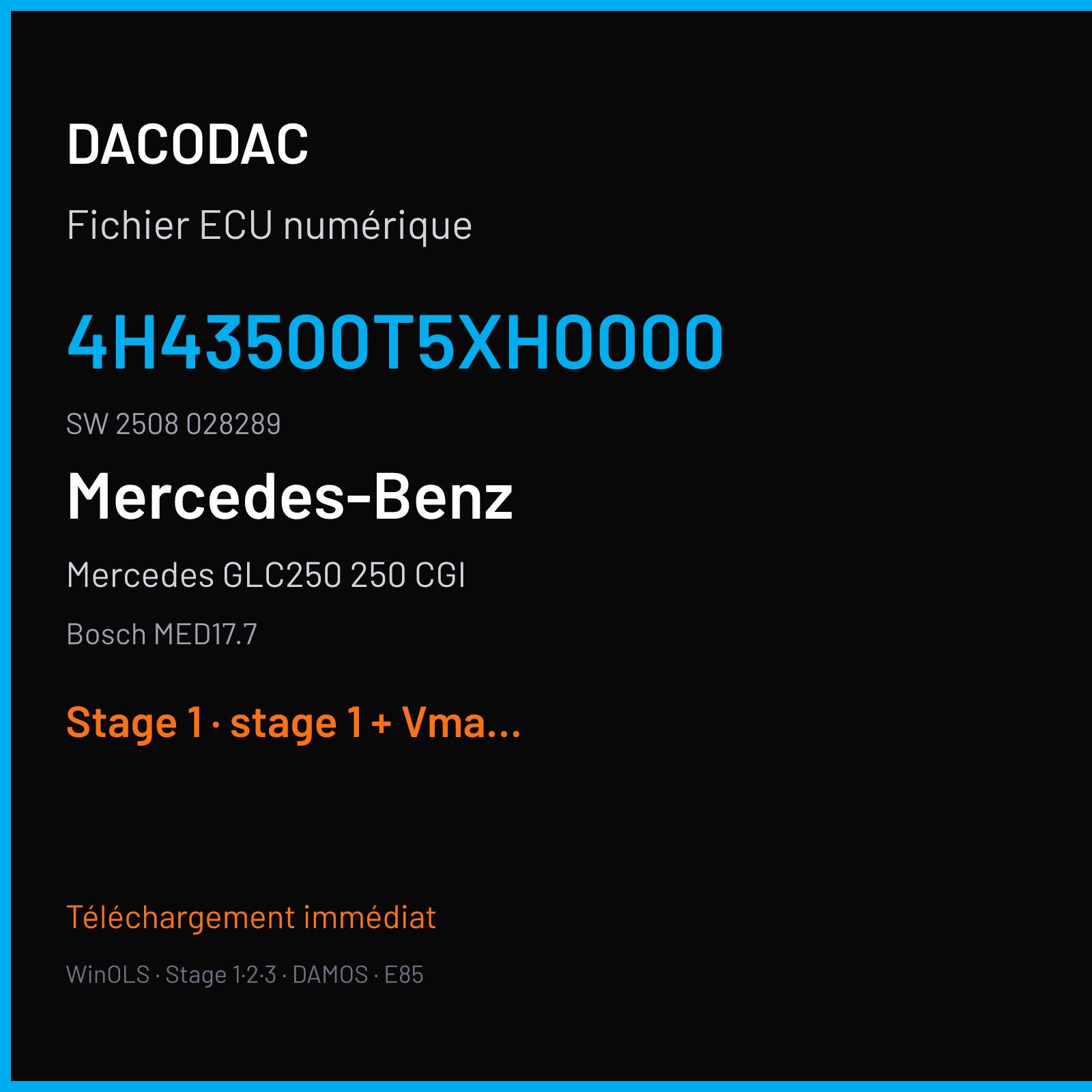 Mercedes GLC250 250 CGI (2018) — Bosch MED17.7 — 4H43500T5XH0000 · 2508 028289 — Stage 1