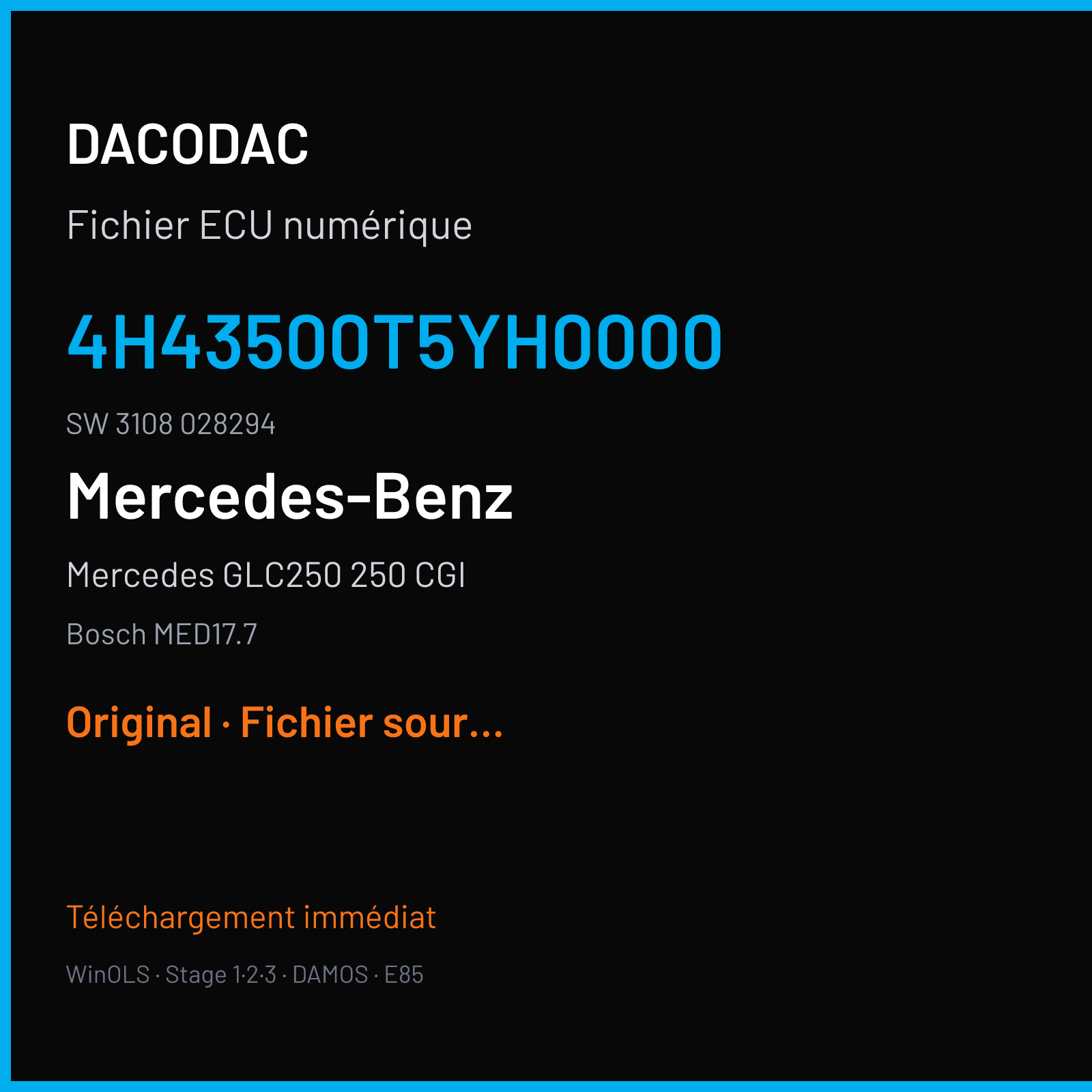 Mercedes GLC250 250 CGI (2018) — Bosch MED17.7 — 4H43500T5YH0000 · 3108 028294 — Original