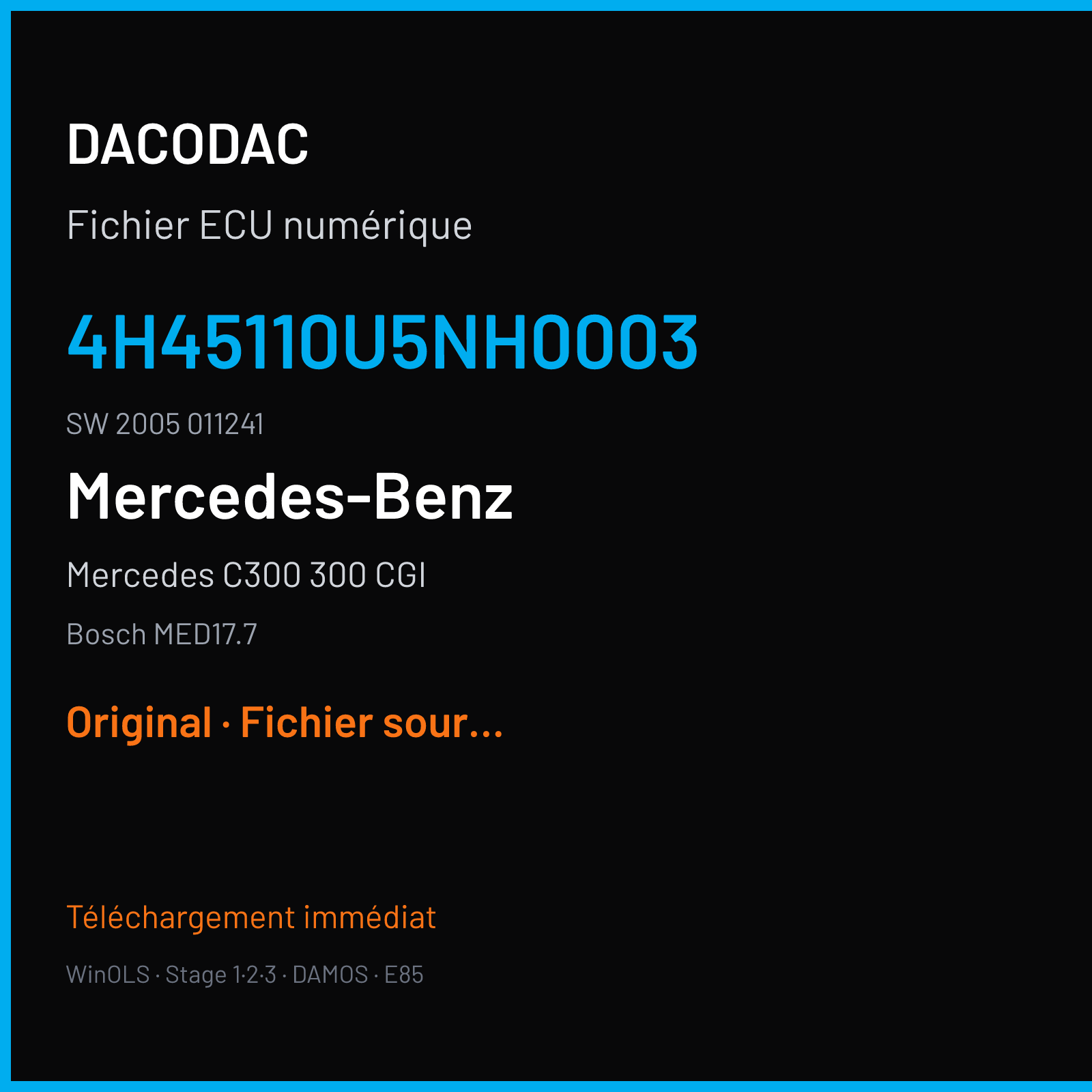 Mercedes C300 300 CGI (2016) — Bosch MED17.7 — 4H45110U5NH0003 · 2005 011241 — Original