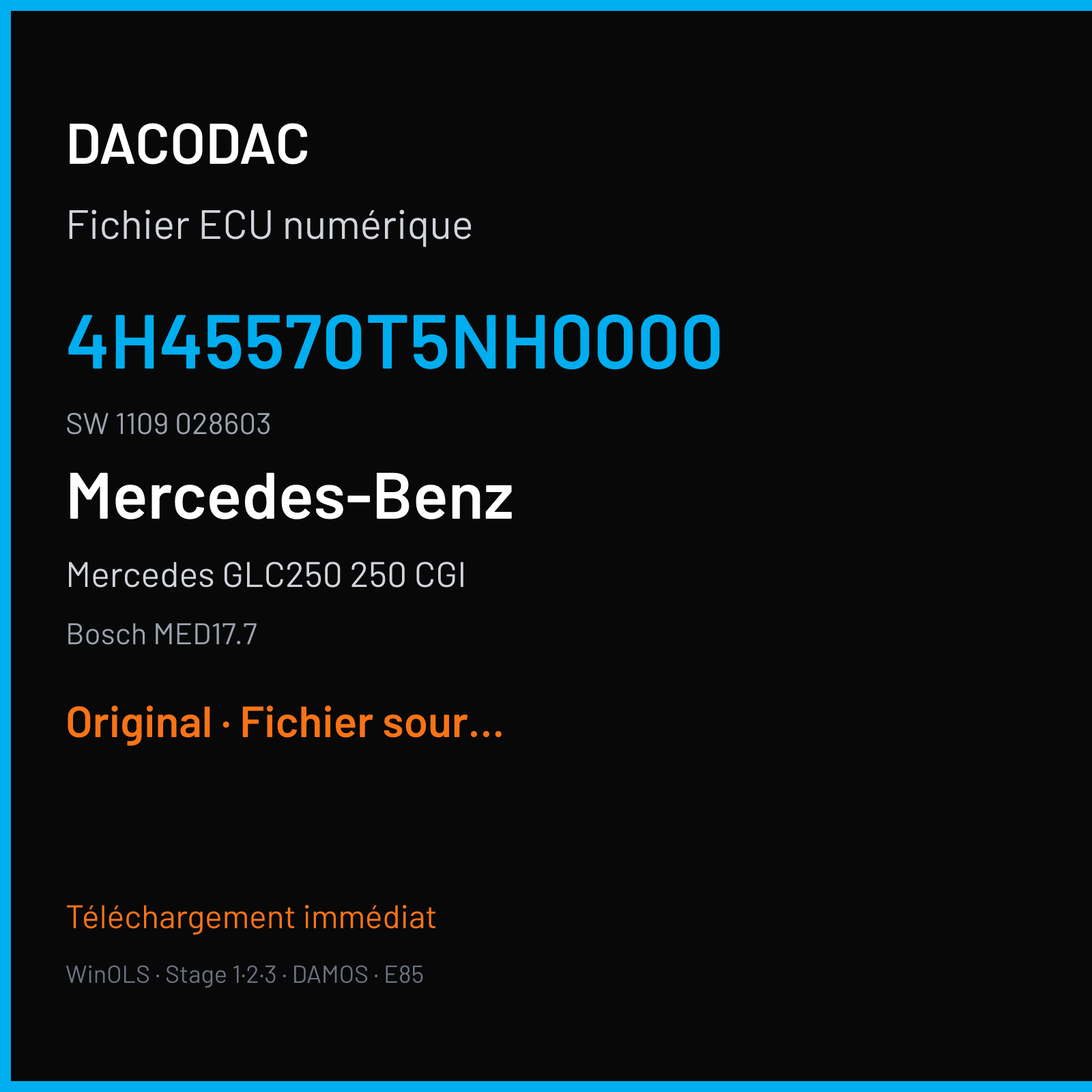 Mercedes GLC250 250 CGI (2017) — Bosch MED17.7 — 4H45570T5NH0000 · 1109 028603 — Original