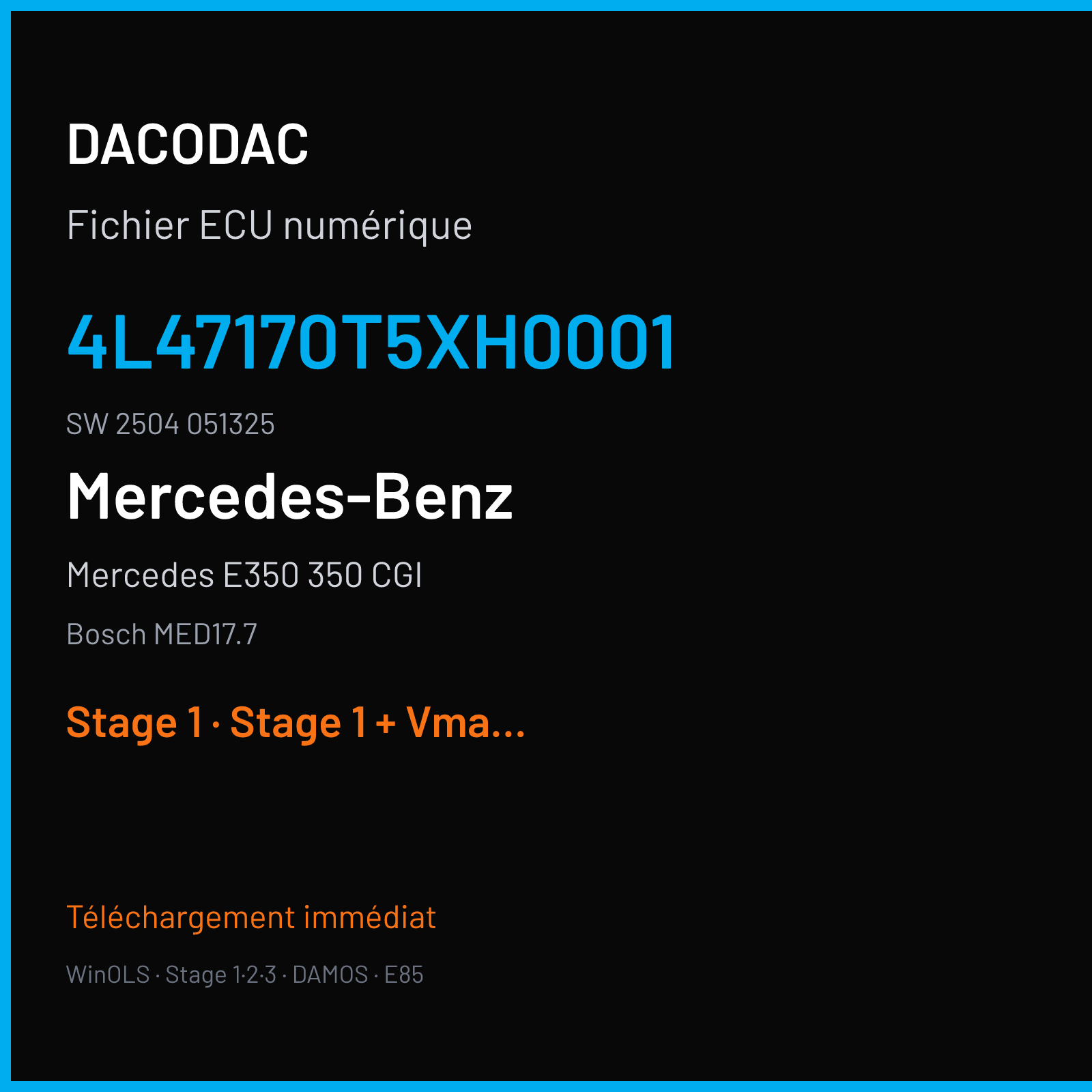 Mercedes E350 350 CGI (2017) — Bosch MED17.7 — 4L47170T5XH0001 · 2504 051325 — Stage 1