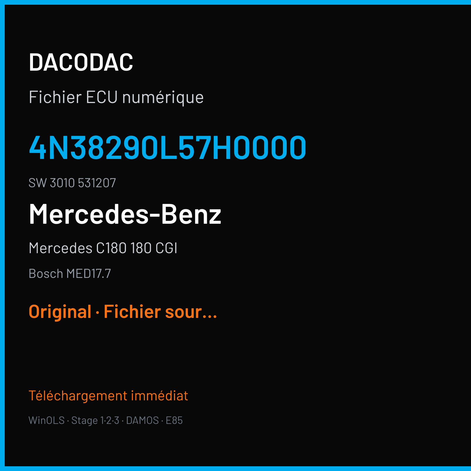 Mercedes C180 180 CGI (2013) — Bosch MED17.7 — 4N38290L57H0000 · 3010 531207 — Original