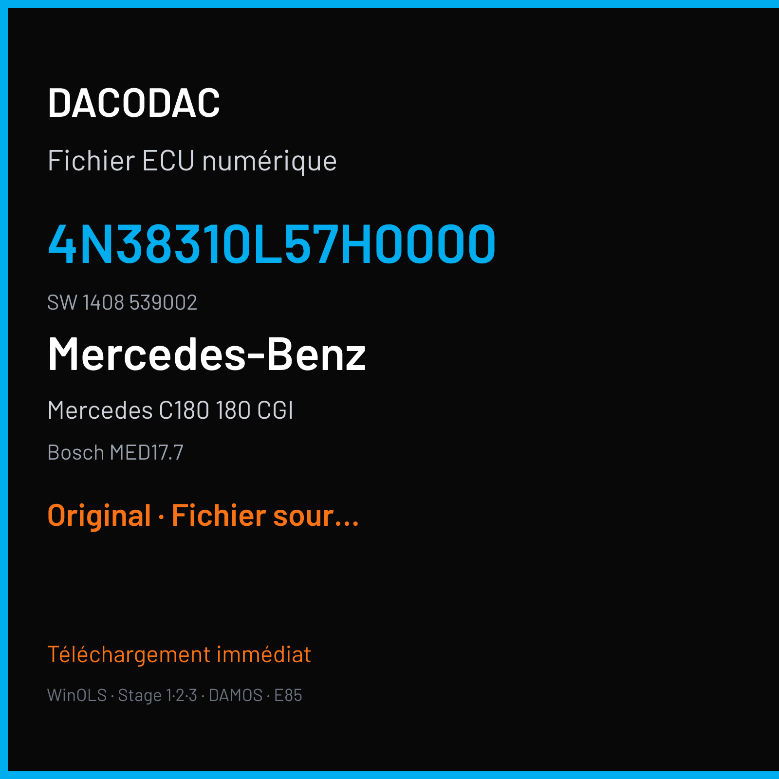 Mercedes C180 180 CGI (2016) — Bosch MED17.7 — 4N38310L57H0000 · 1408 539002 — Original