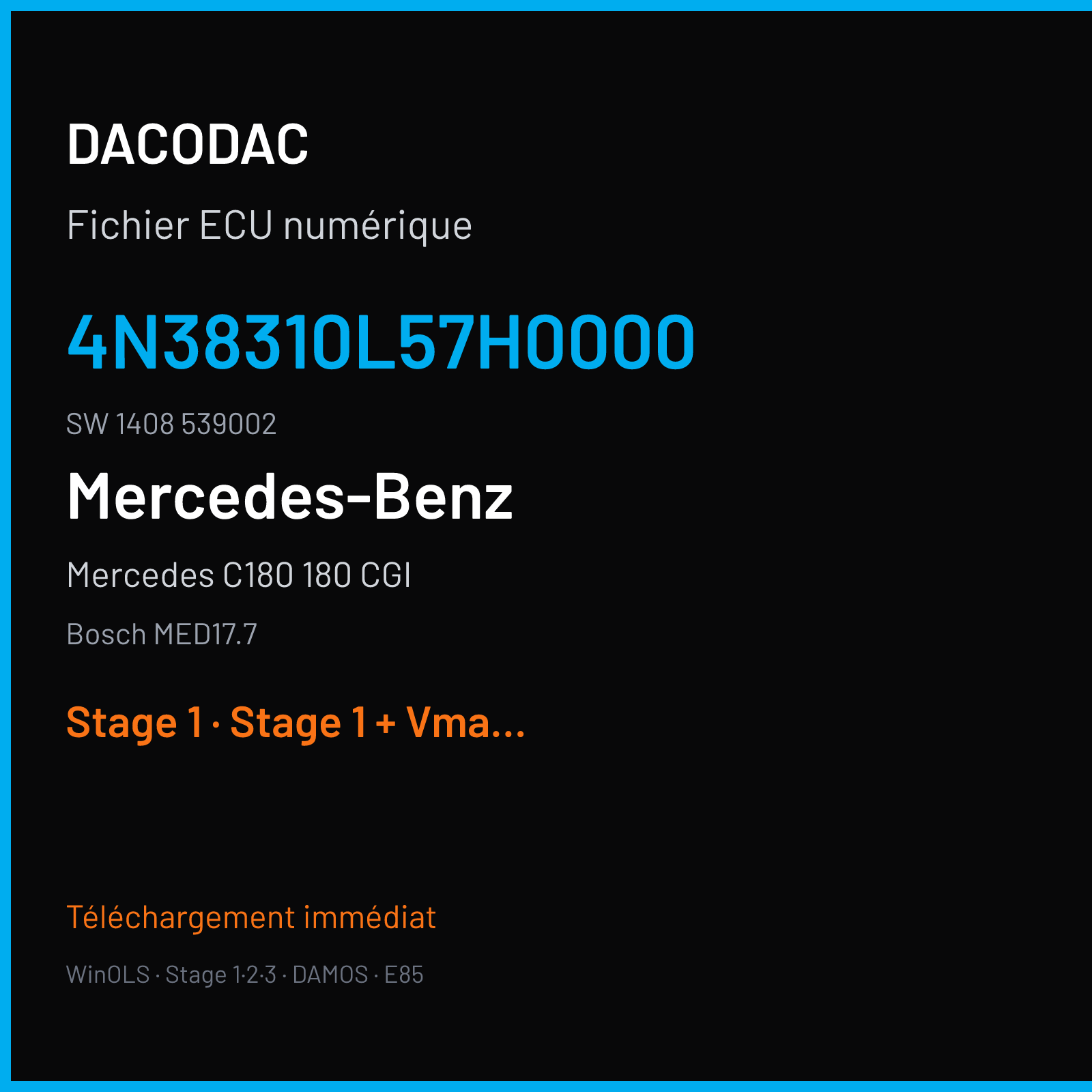 Mercedes C180 180 CGI (2016) — Bosch MED17.7 — 4N38310L57H0000 · 1408 539002 — Stage 1