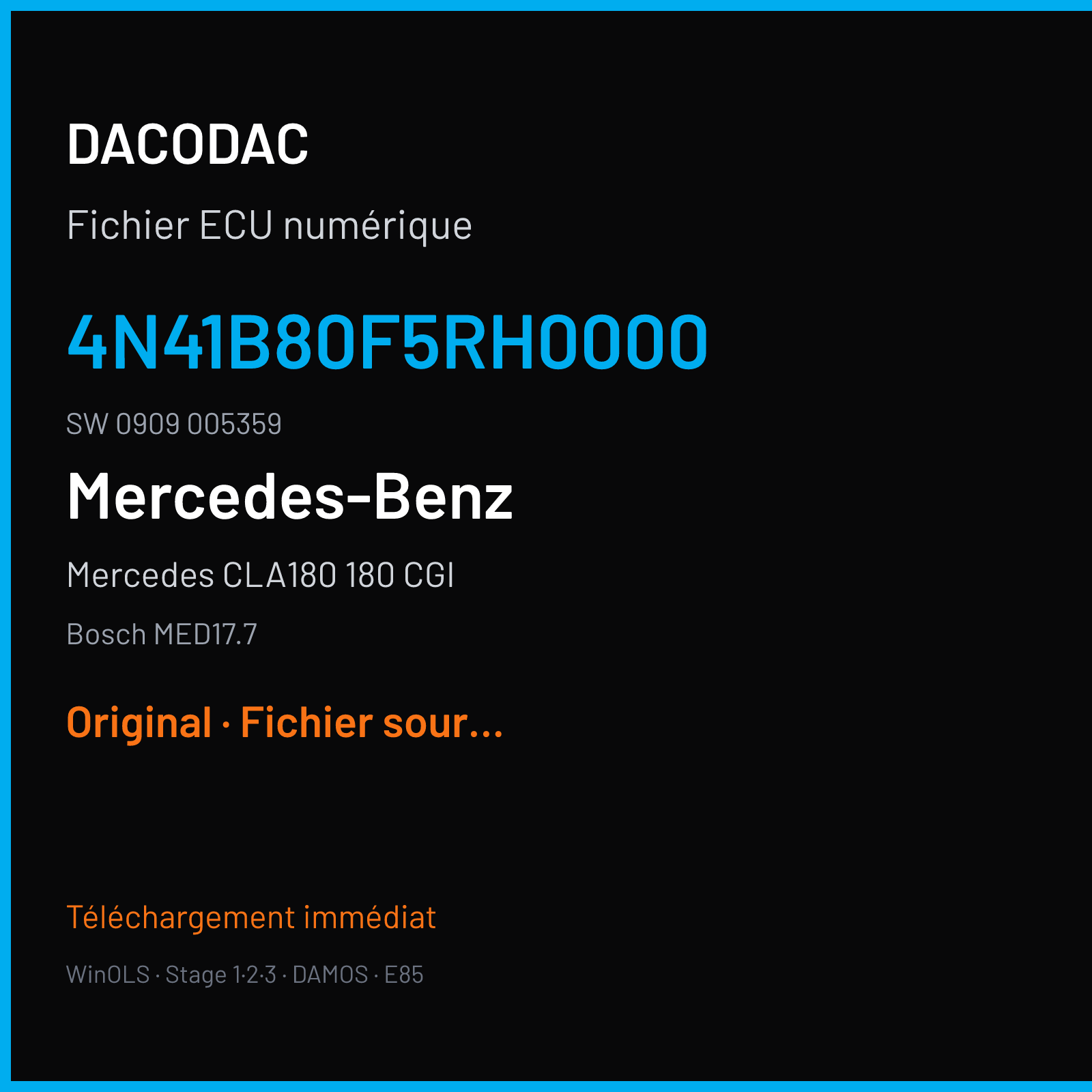 Mercedes CLA180 180 CGI (2016) — Bosch MED17.7 — 4N41B80F5RH0000 · 0909 005359 — Original