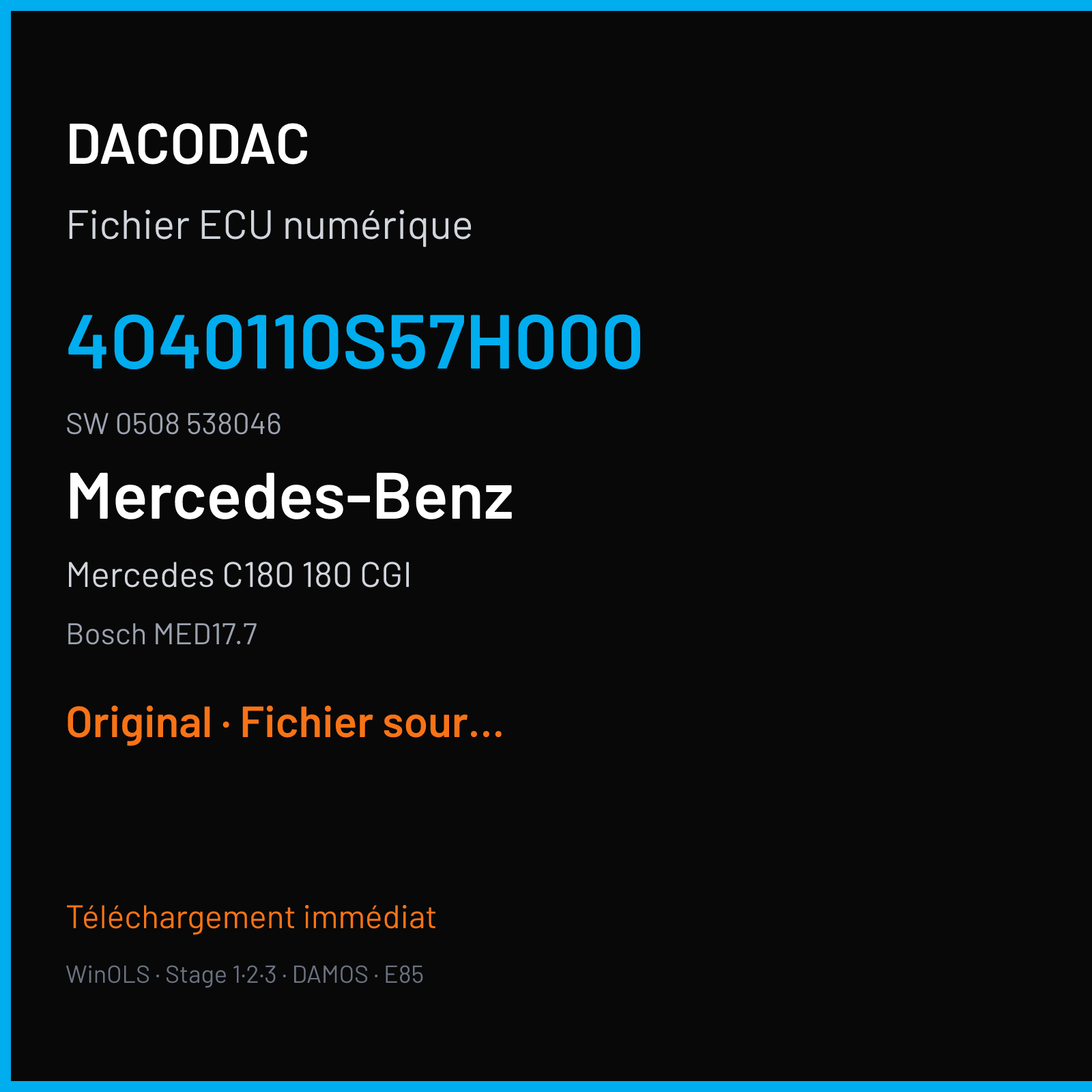 Mercedes C180 180 CGI (2016) — Bosch MED17.7 — 4O40110S57H000 · 0508 538046 — Original