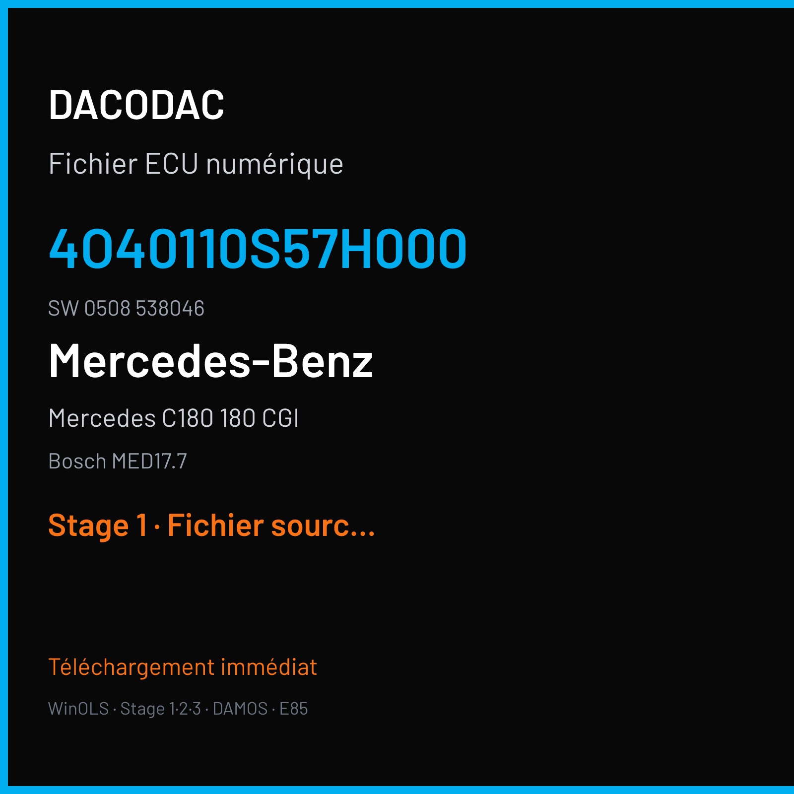 Mercedes C180 180 CGI (2016) — Bosch MED17.7 — 4O40110S57H000 · 0508 538046 — Stage 1