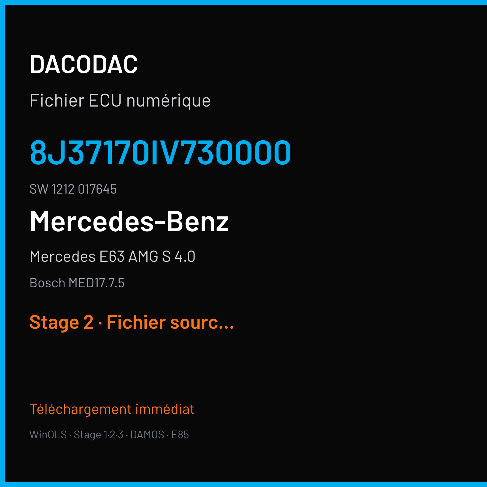 Mercedes E63 AMG S 4.0 (2018) — Bosch MED17.7.5 — 8J37170IV730000 · 1212 017645 — Stage 2