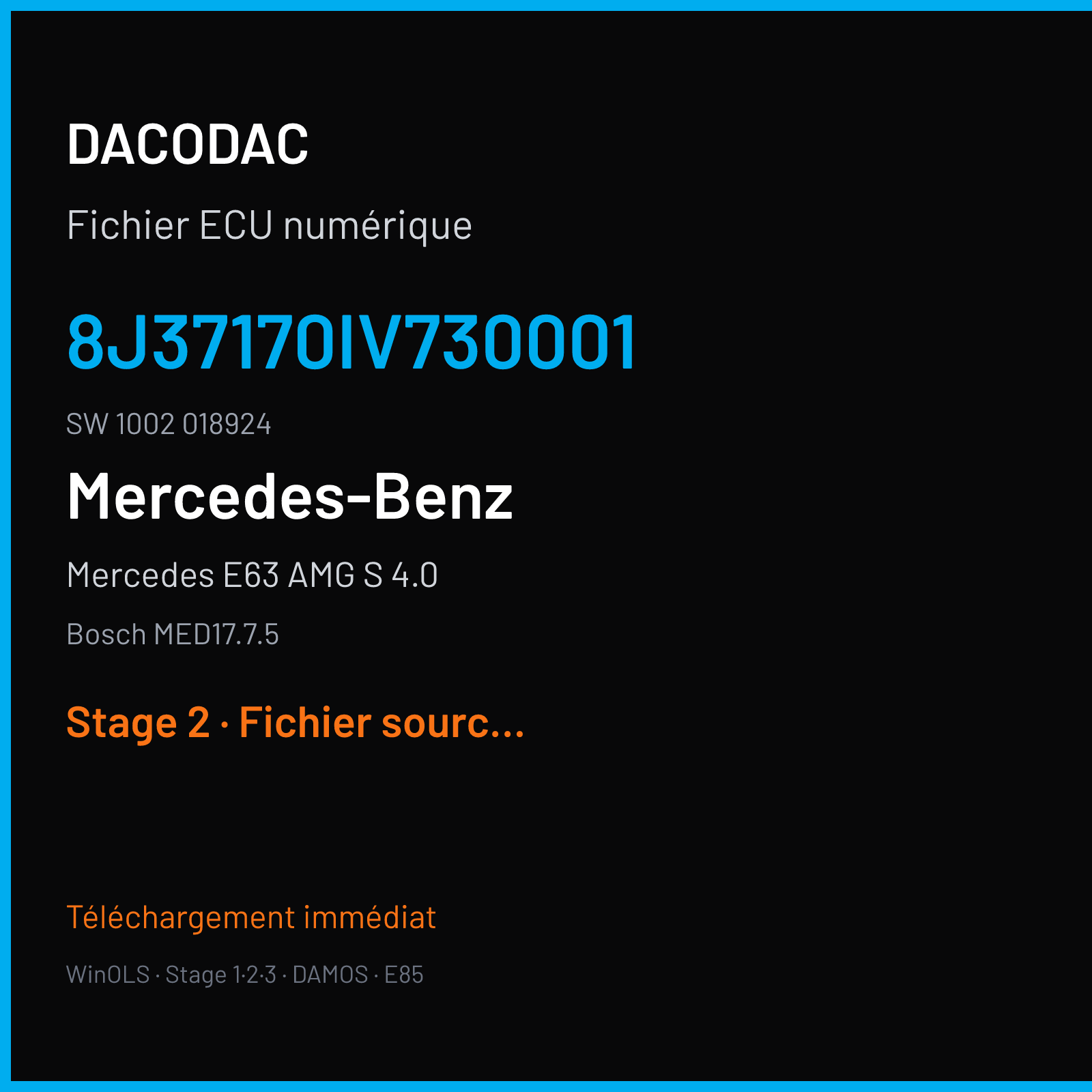 Mercedes E63 AMG S 4.0 (2018) — Bosch MED17.7.5 — 8J37170IV730001 · 1002 018924 — Stage 2