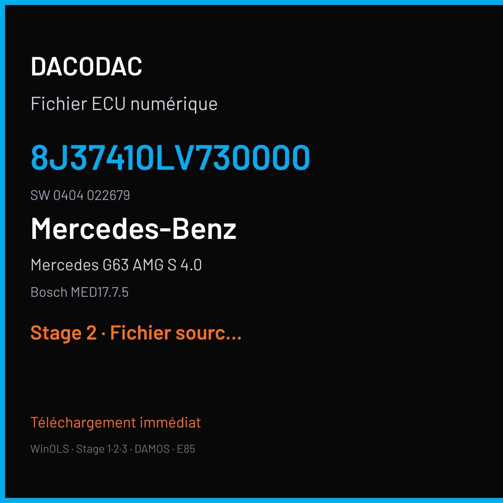 Mercedes G63 AMG S 4.0 (2018) — Bosch MED17.7.5 — 8J37410LV730000 · 0404 022679 — Stage 2
