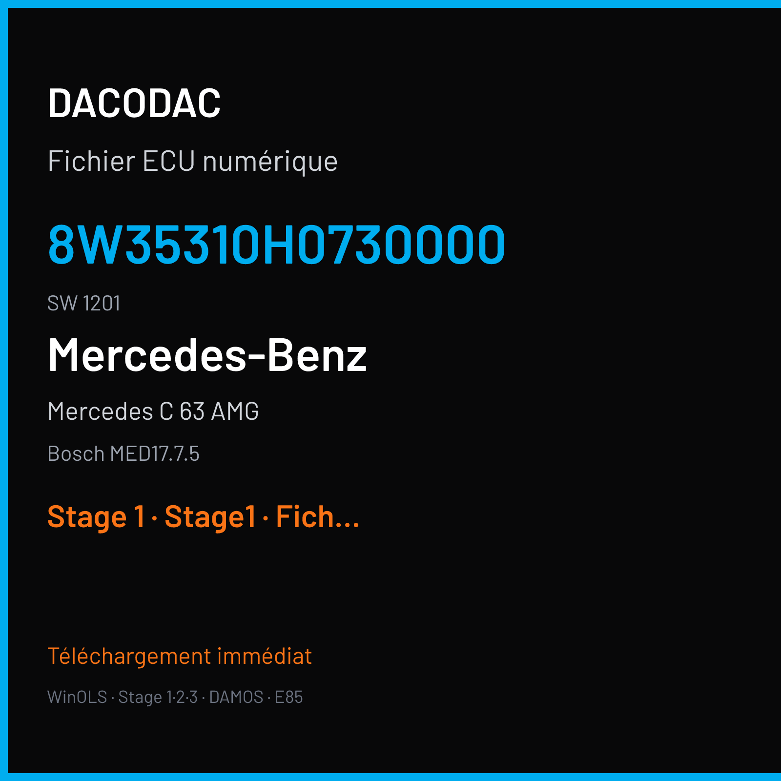 Mercedes C 63 AMG (2017) — Bosch MED17.7.5 — 8W35310H0730000 · 1201 — Stage 1
