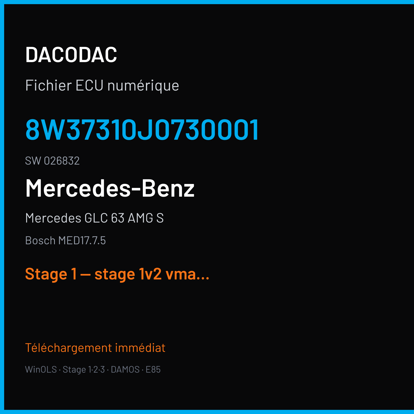 Mercedes GLC 63 AMG S (2018) — Bosch MED17.7.5 — 8W37310J0730001 · 026832 — Stage 1 — stage 1v2 vmax off